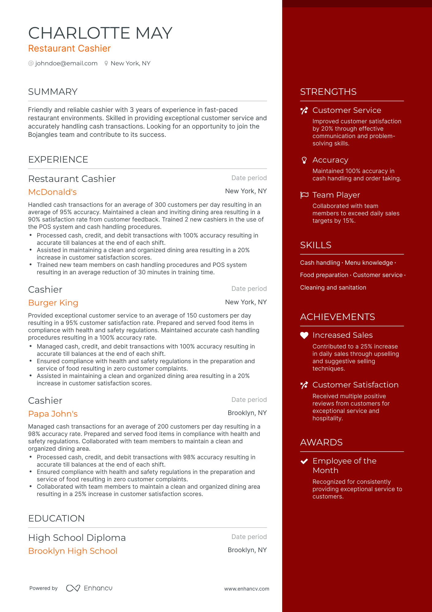 10 Cashier Resume Examples & Guide for 2024