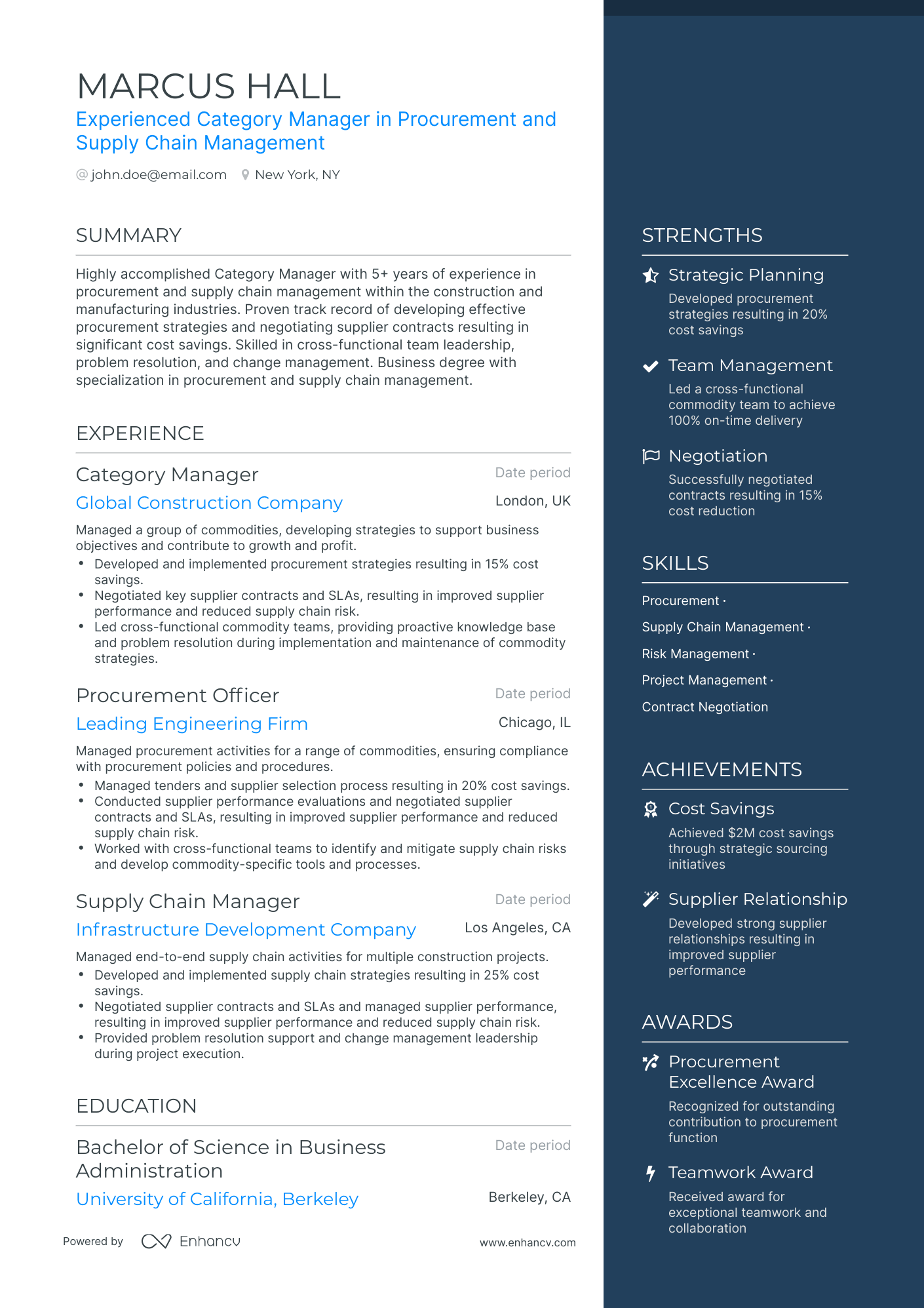 5 Commodity Manager Resume Examples & Guide for 2024