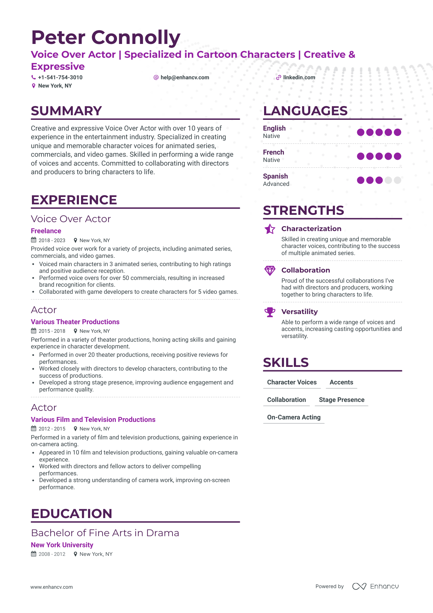 5 Actor Resume Examples & Guide for 2024