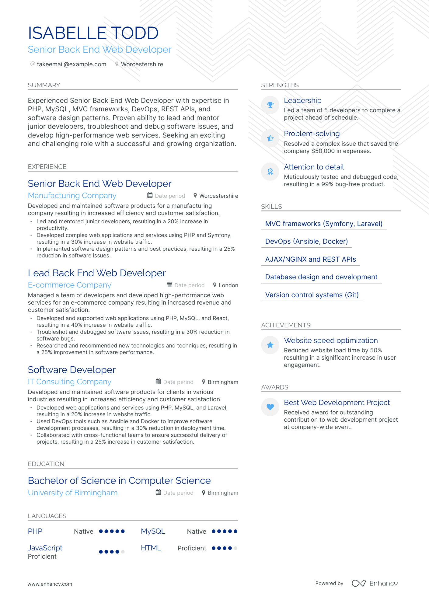 5 Senior Web Developer Resume Examples & Guide for 2024