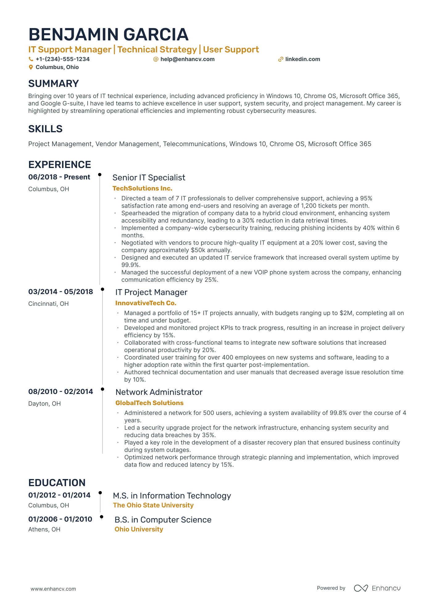 10 IT Support Manager Resume Examples & Guide for 2026