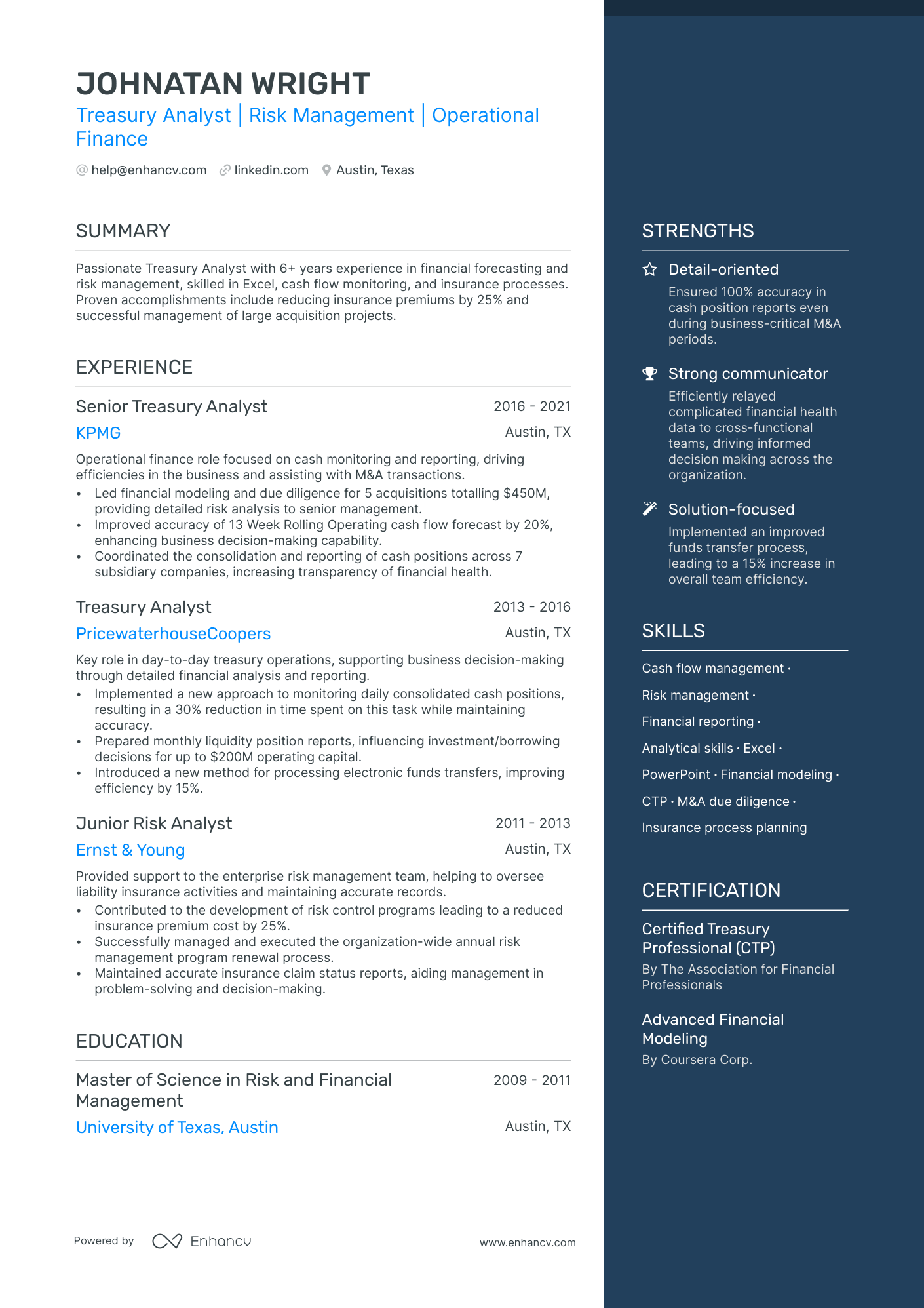 5 Treasury Analyst Resume Examples & Guide for 2024