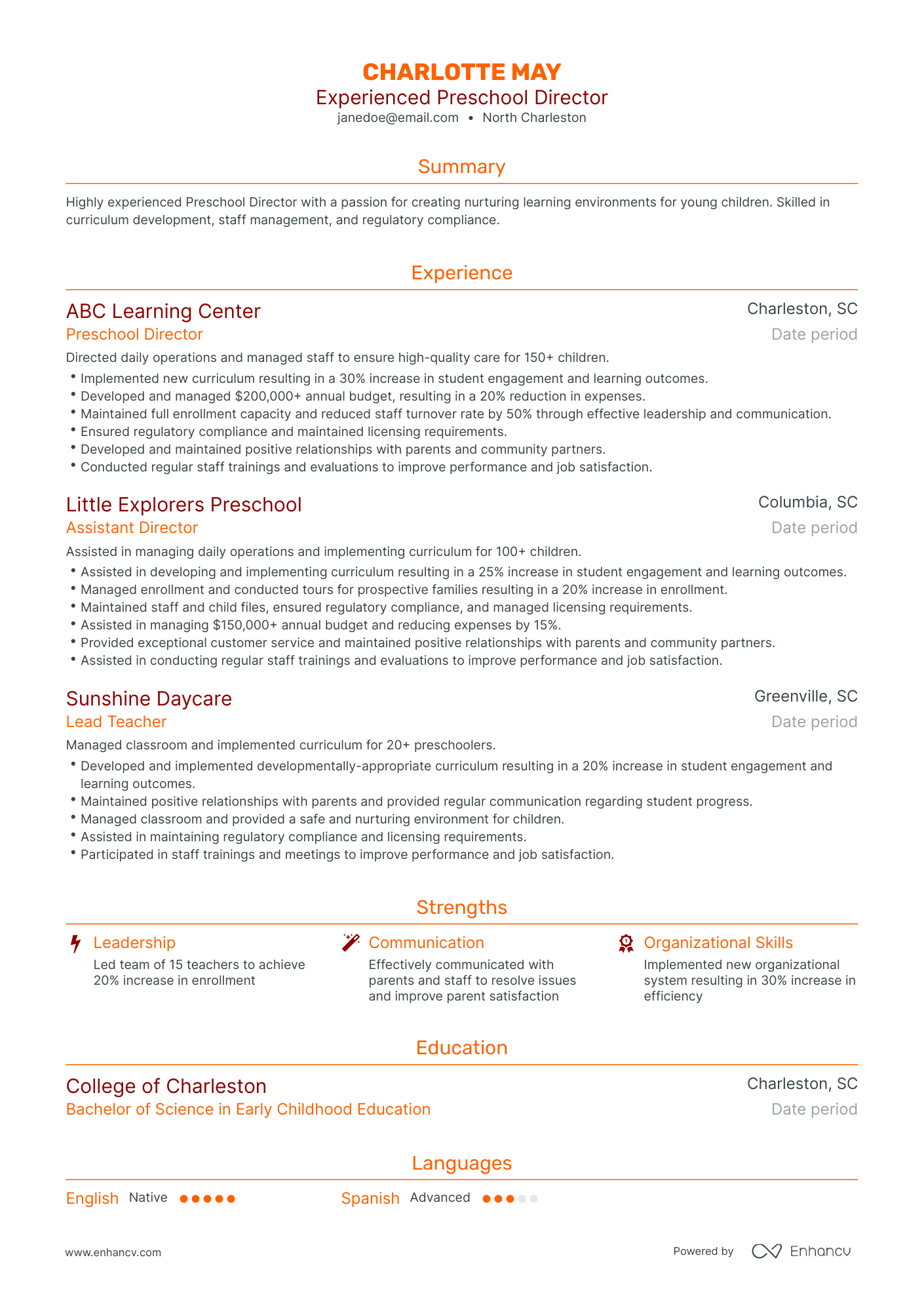 5 Preschool Director Resume Examples & Guide for 2023