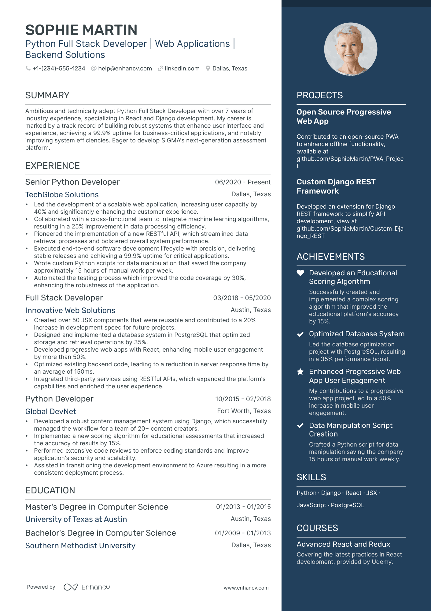 5 Python Full Stack Developer Resume Examples & Guide for 2024