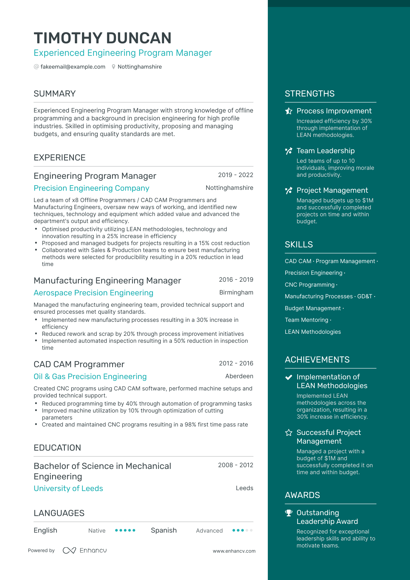 5 Engineering Program Manager Resume Examples & Guide for 2024