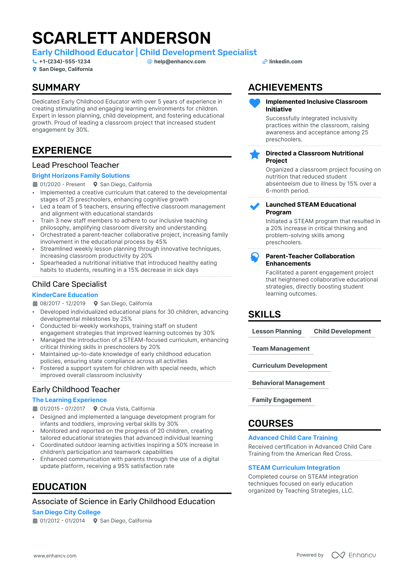 7 Day Care Teacher Resume Examples & Guide for 2024