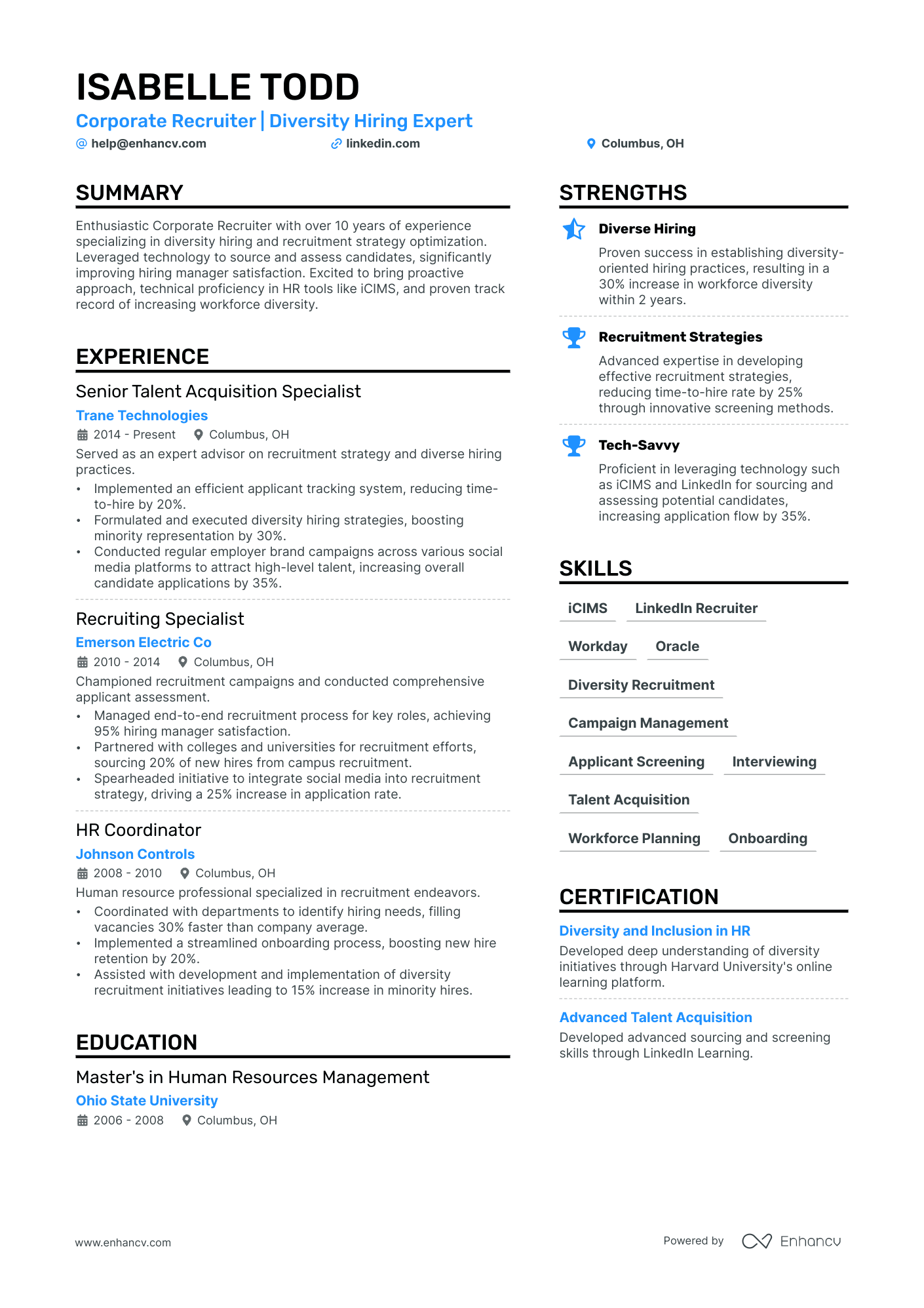 Recruiter Resume Example/sample 5 Corporate Recruiter Resume Examples & Guide for 2024