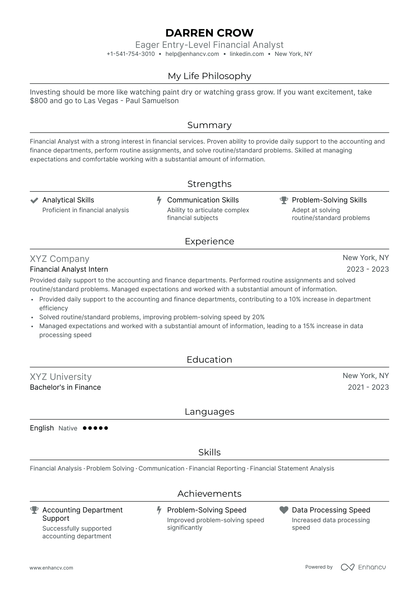 5 Entry Level Financial Analyst Resume Examples & Guide for 2024