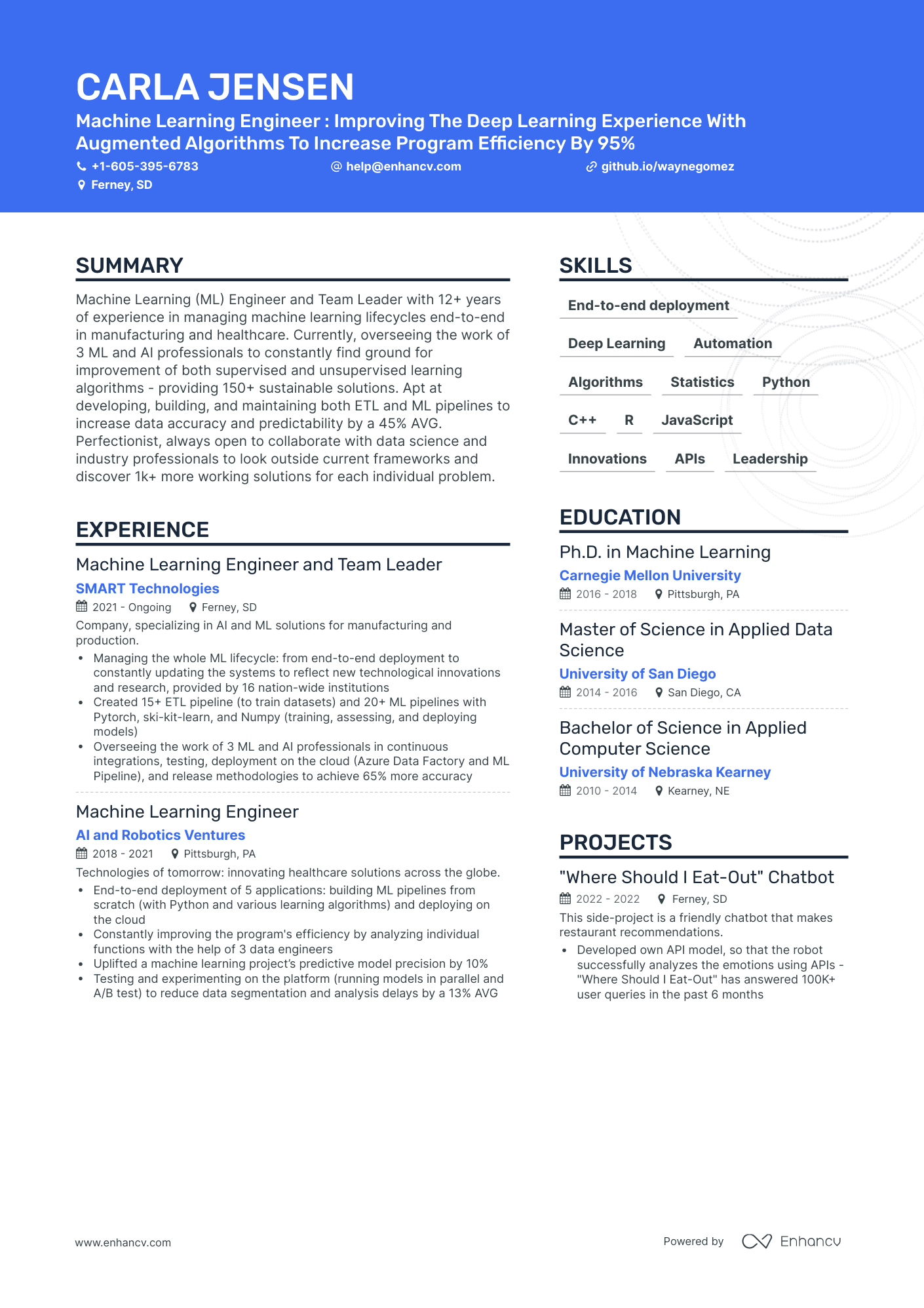 5 Machine Learning Resume Examples - AHR0cHM6Ly9jZG4uZW5oYW5jdi5jb20vcHJlZGVmaW5lZC1leGFtcGxlcy9XY0FMbFpvUFRGdGh4Y2dyVWdyYnZvUVpTaGIwanhlcVZDMldQWk1UL2ltYWdlLnBuZw~~. 