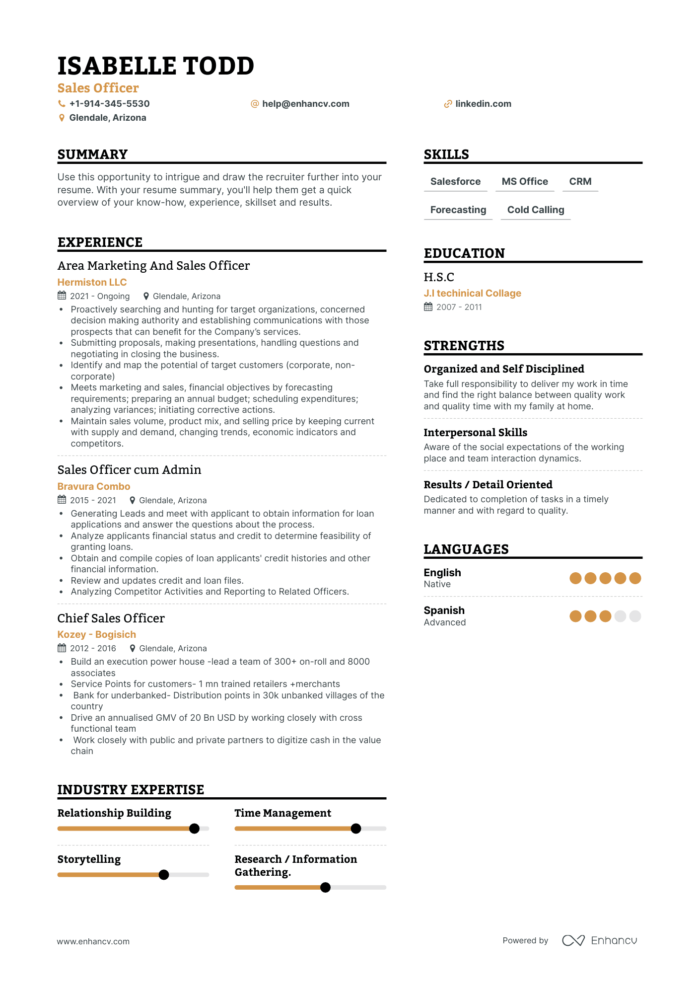 Sales Officer Resume Examples & Guide for 2023 (Layout, Skills ...