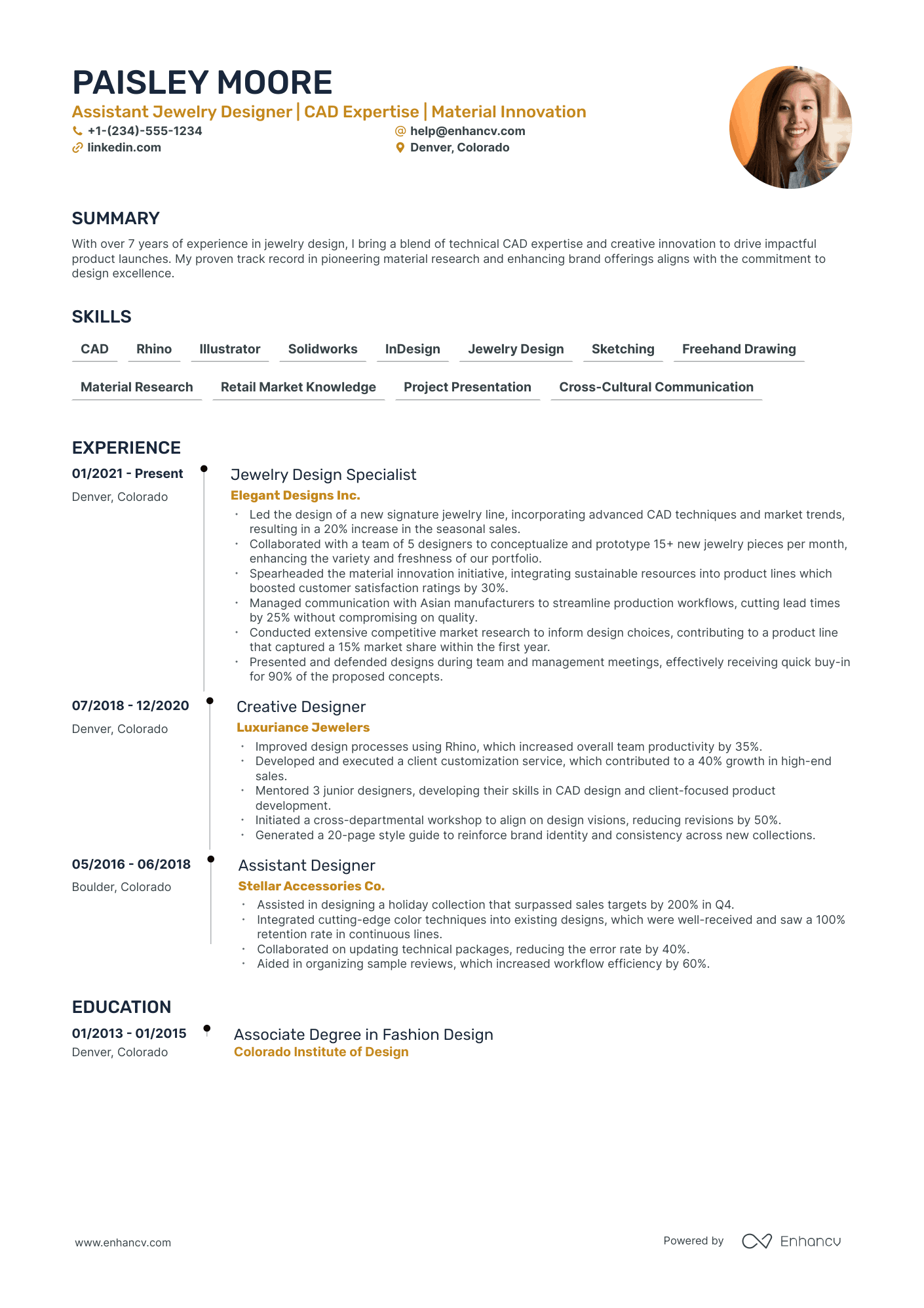 5 Jewelry Designer Resume Examples & Guide For 2024