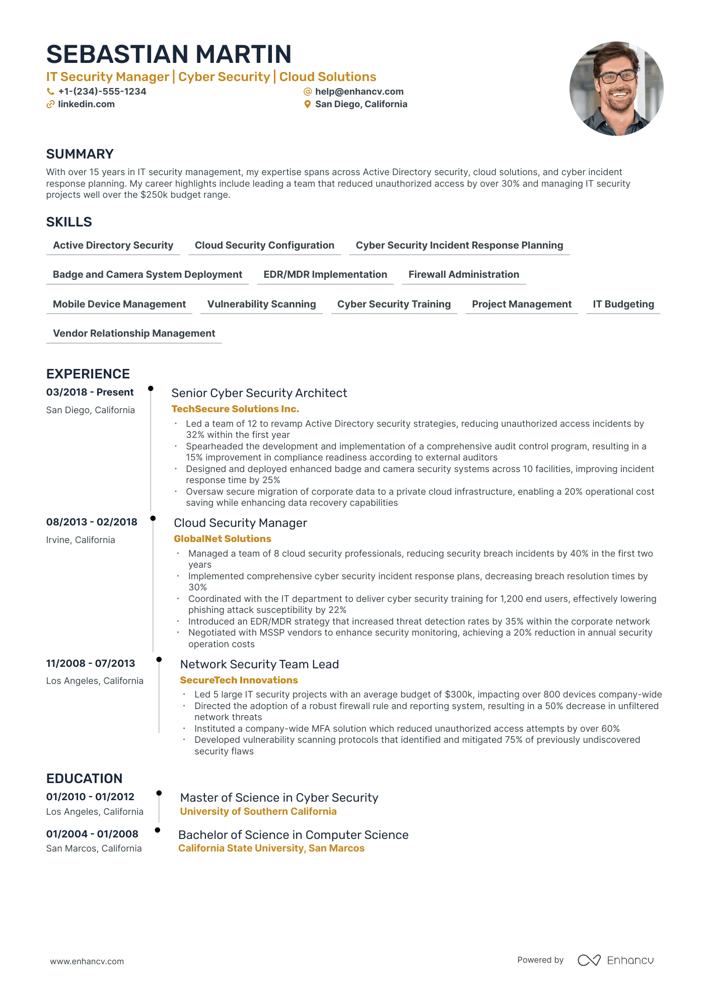 5 IT Security Manager Resume Examples & Guide for 2024