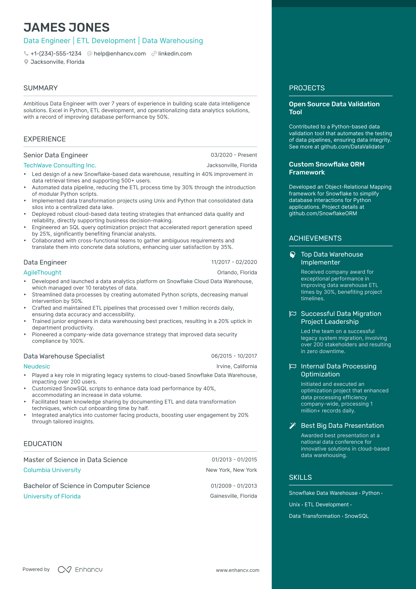 5 Snowflake Developer Resume Examples & Guide for 2024