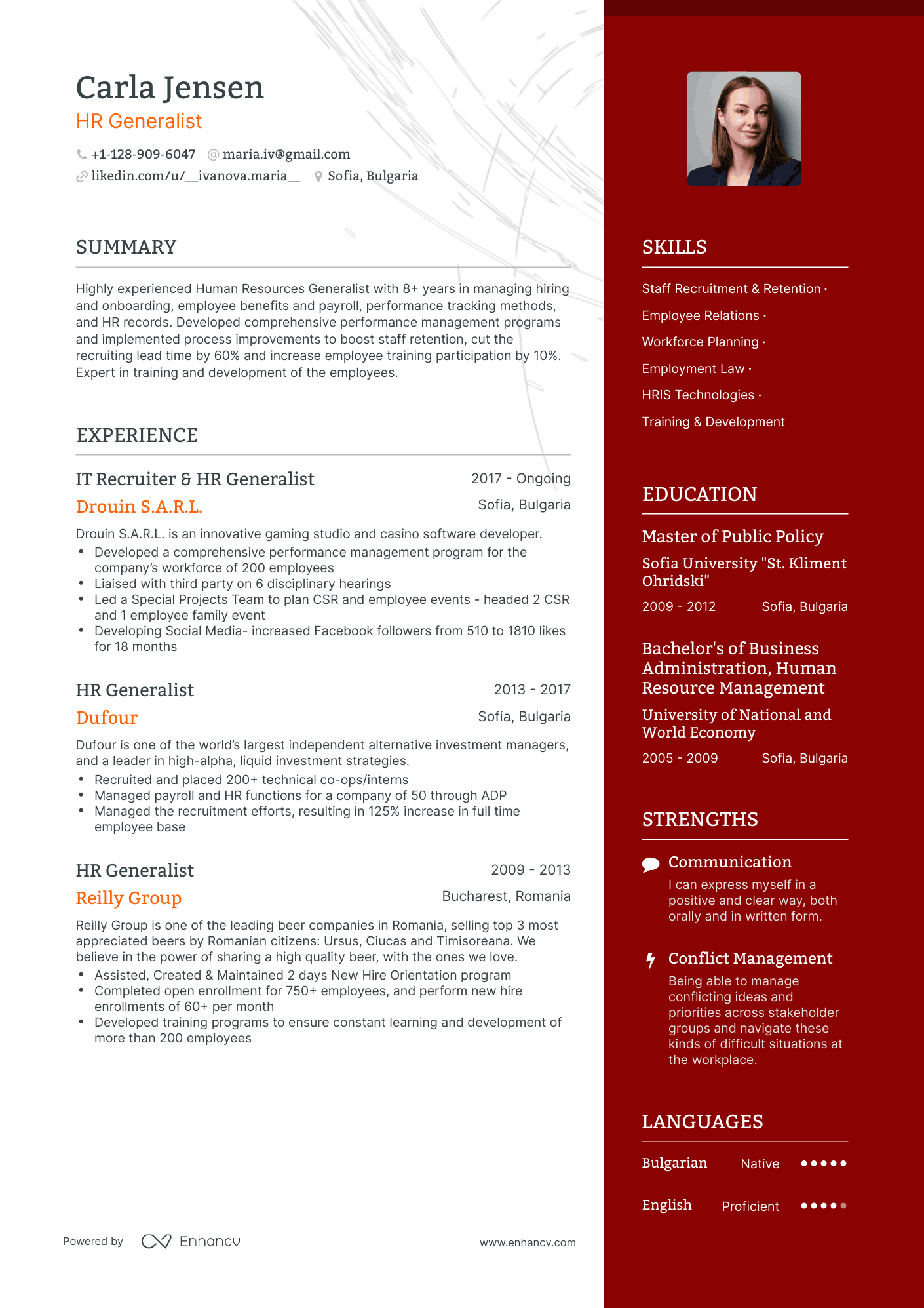 Hr Generalist Resume Summary Sample