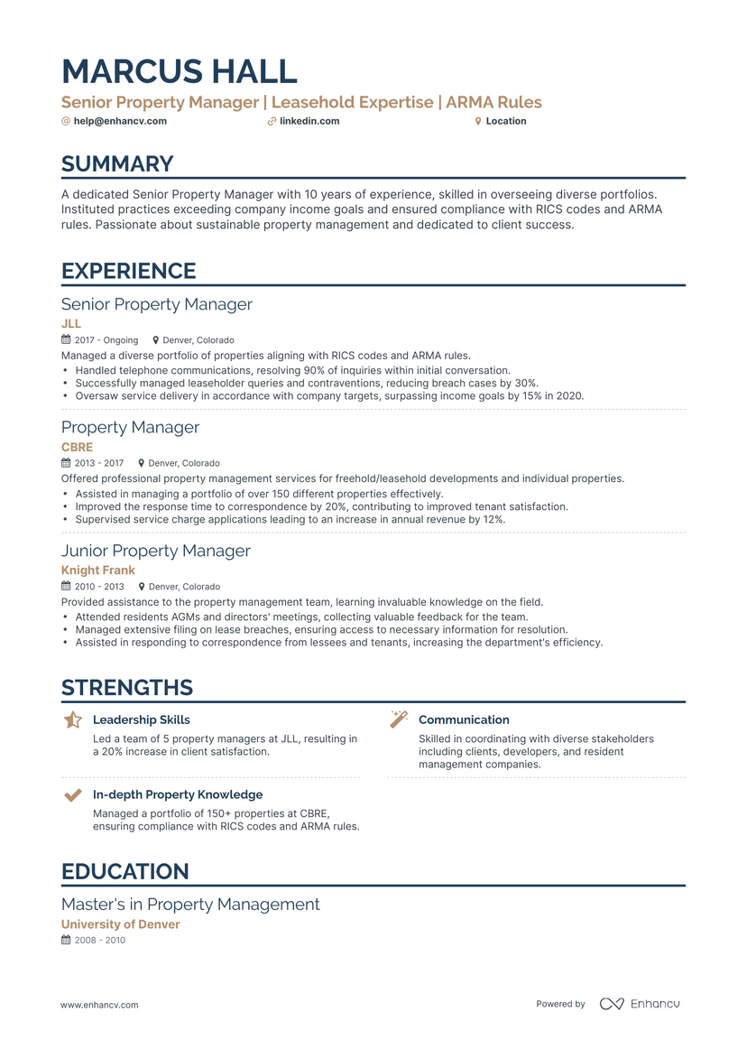 5 Senior Property Manager Resume Examples & Guide for 2024
