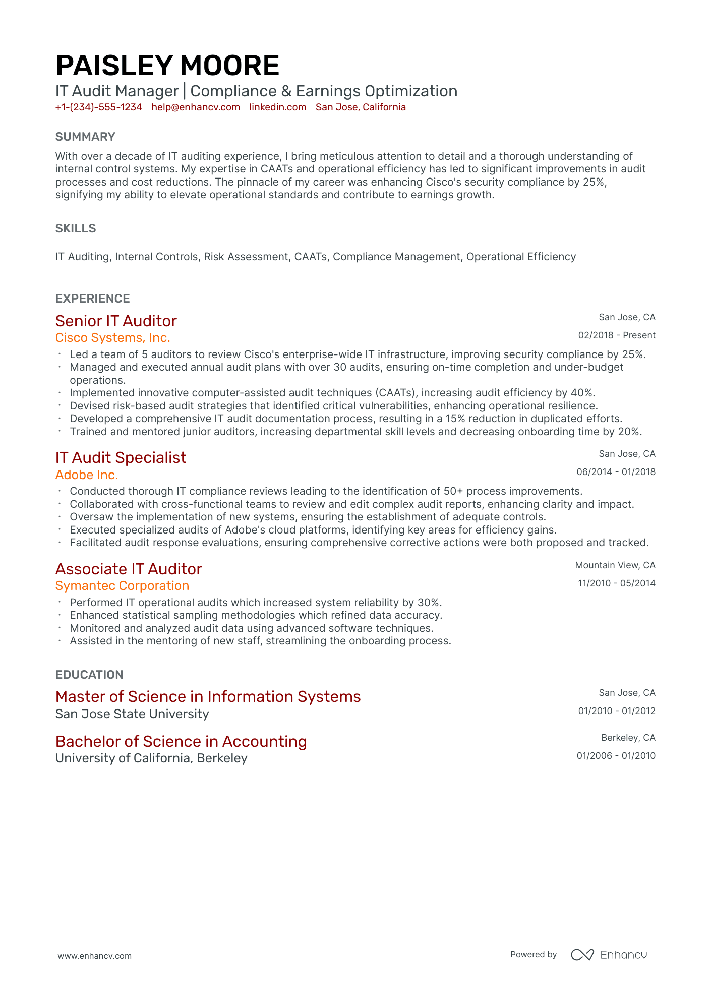 10 IT Audit Manager Resume Examples & Guide for 2026