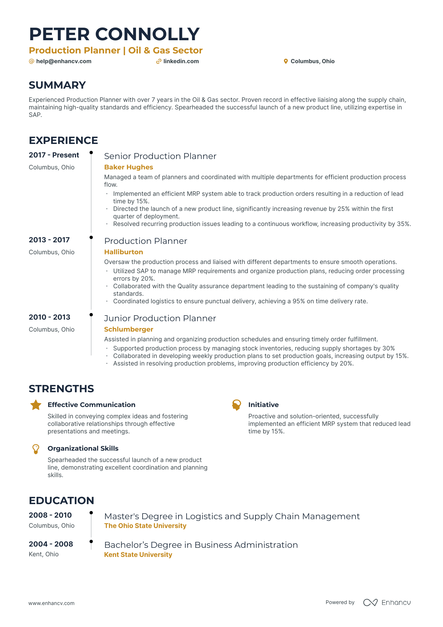 5 Production Planner Resume Examples & Guide for 2024