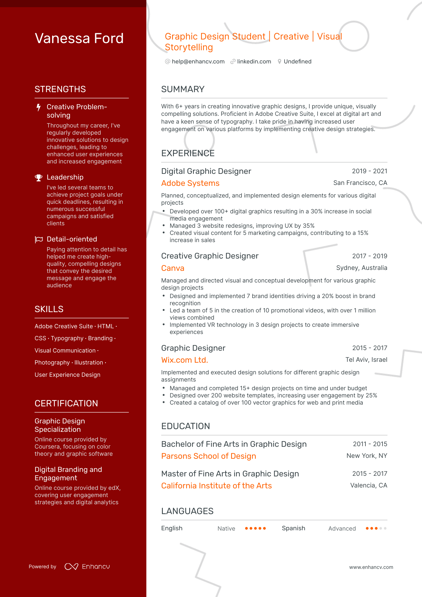 resume examples for graphic design students