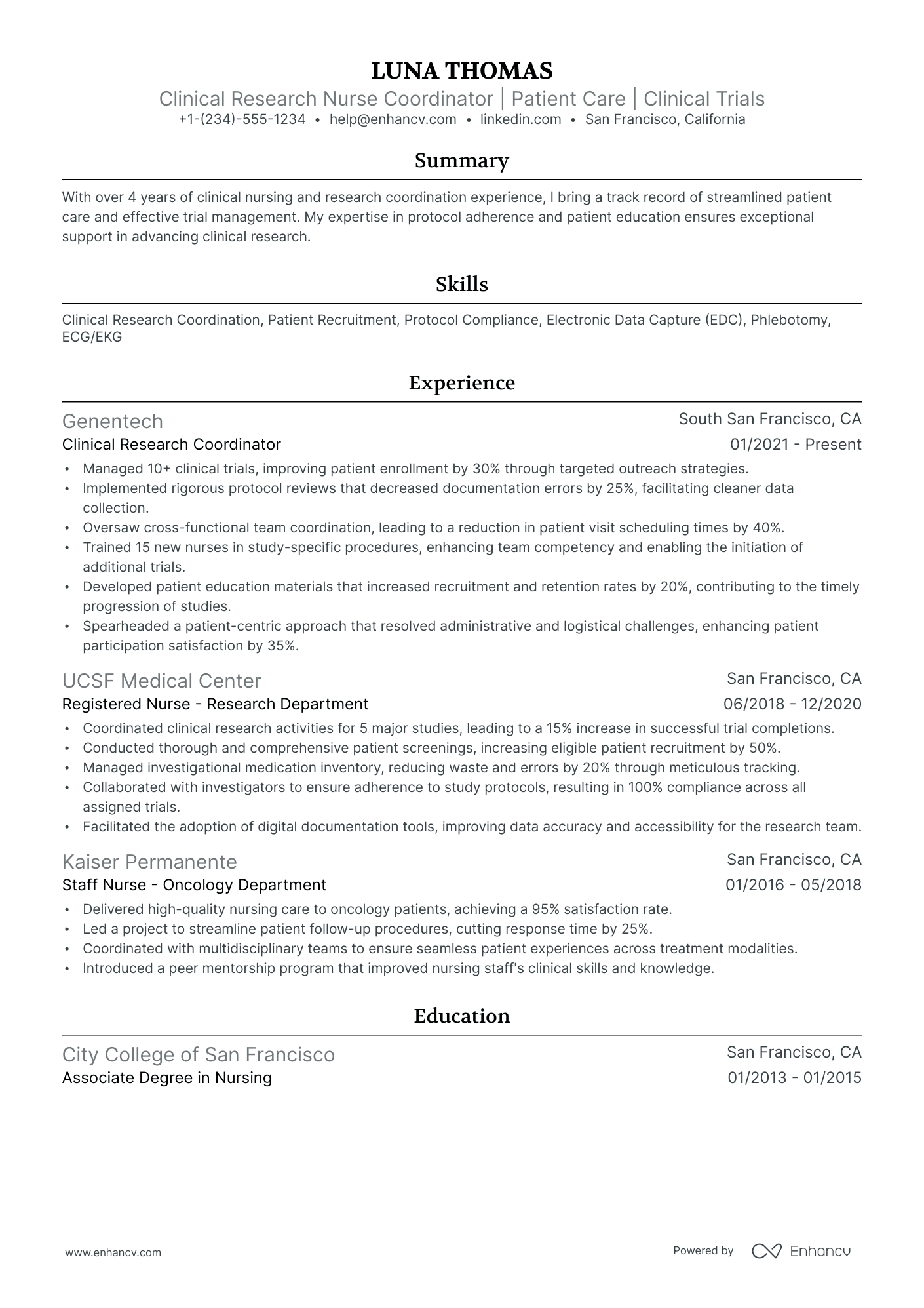 10 Clinical Research Nurse Resume Examples & Guide for 2026