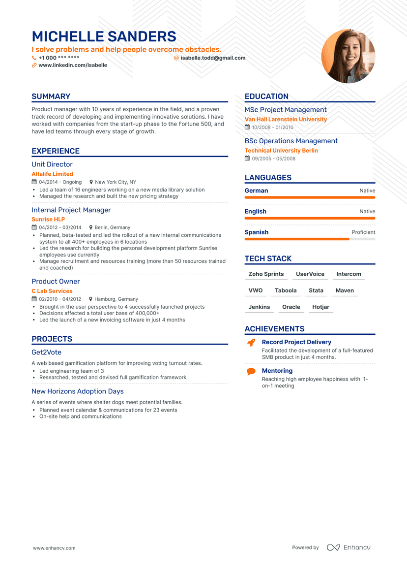 sample resume for us university application