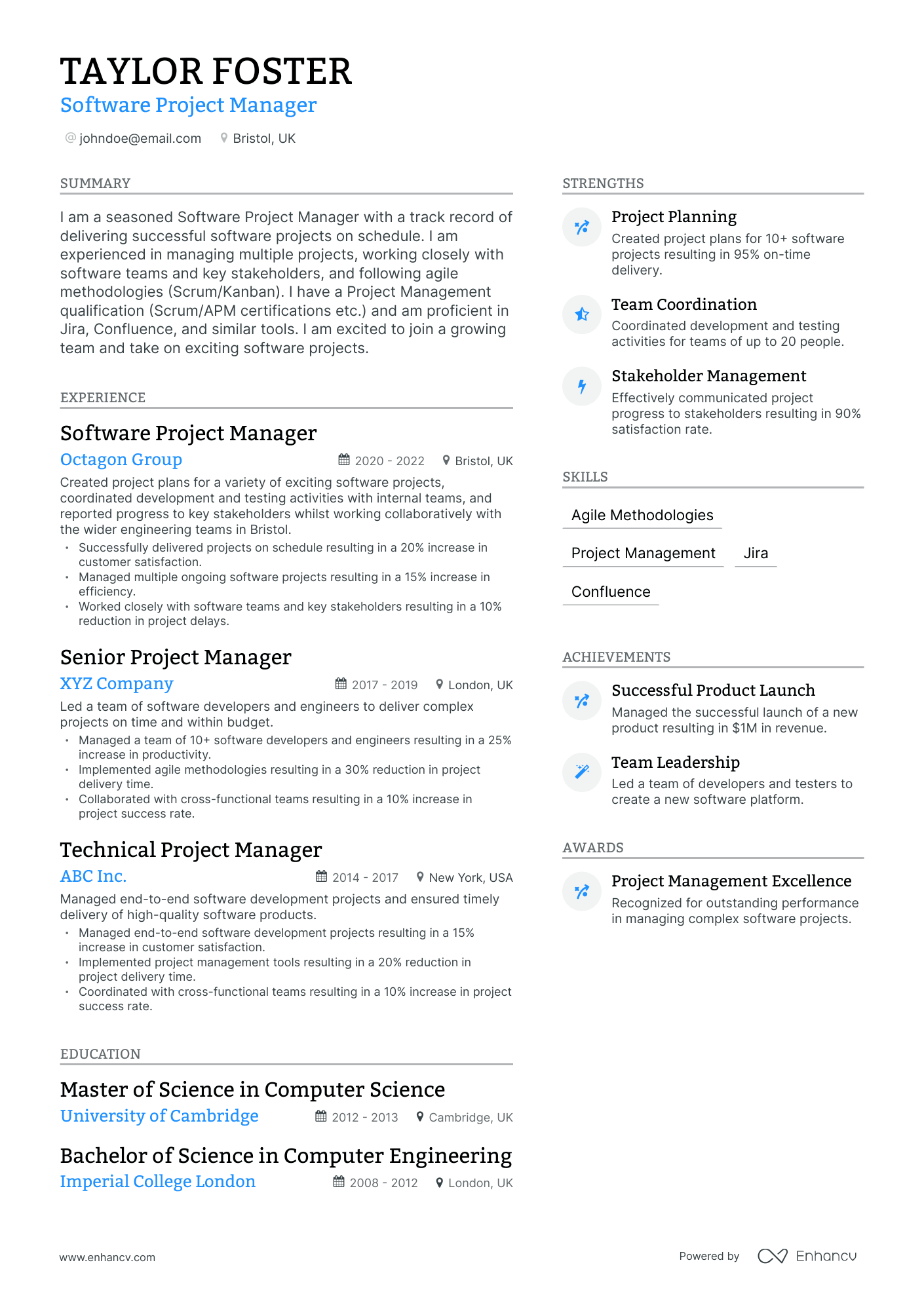 software project manager resume sample doc