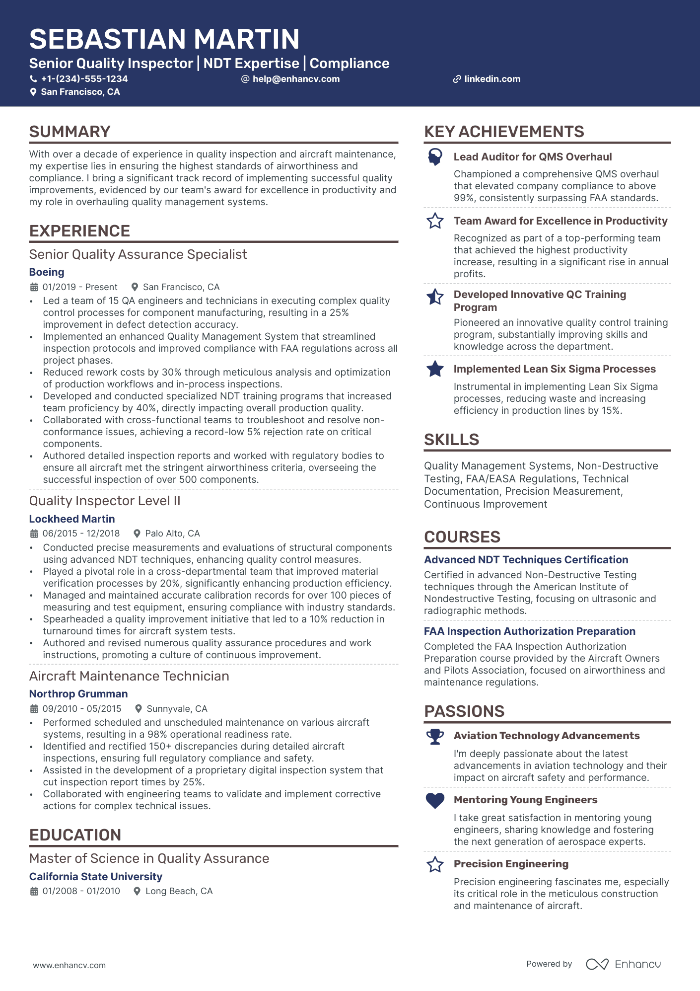10 Quality Inspector Resume Examples, Templates & Guide for 2025