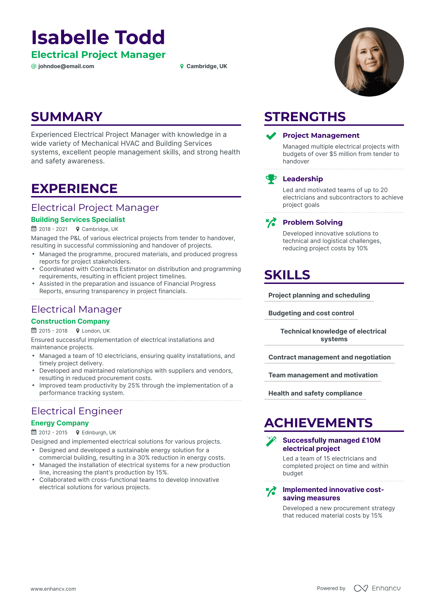 5 Electrical Manager Resume Examples & Guide for 2024