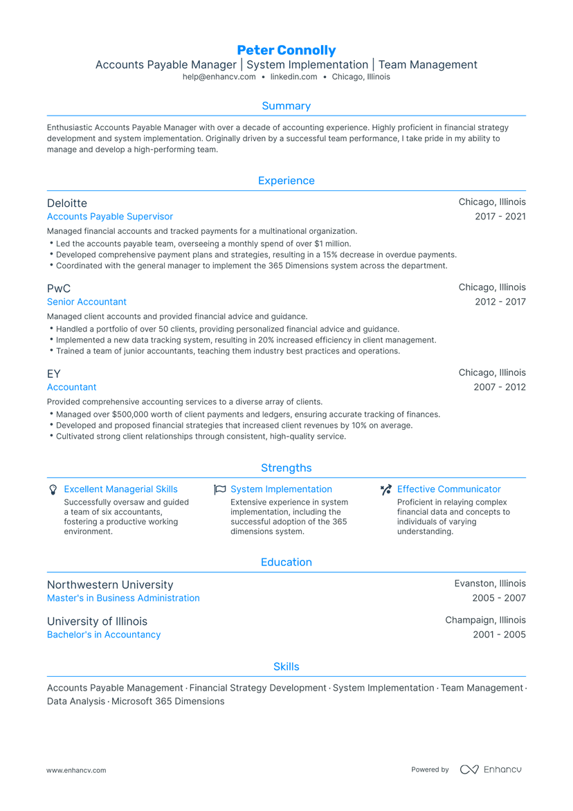 5 Accounts Payable Manager Resume Examples & Guide for 2023