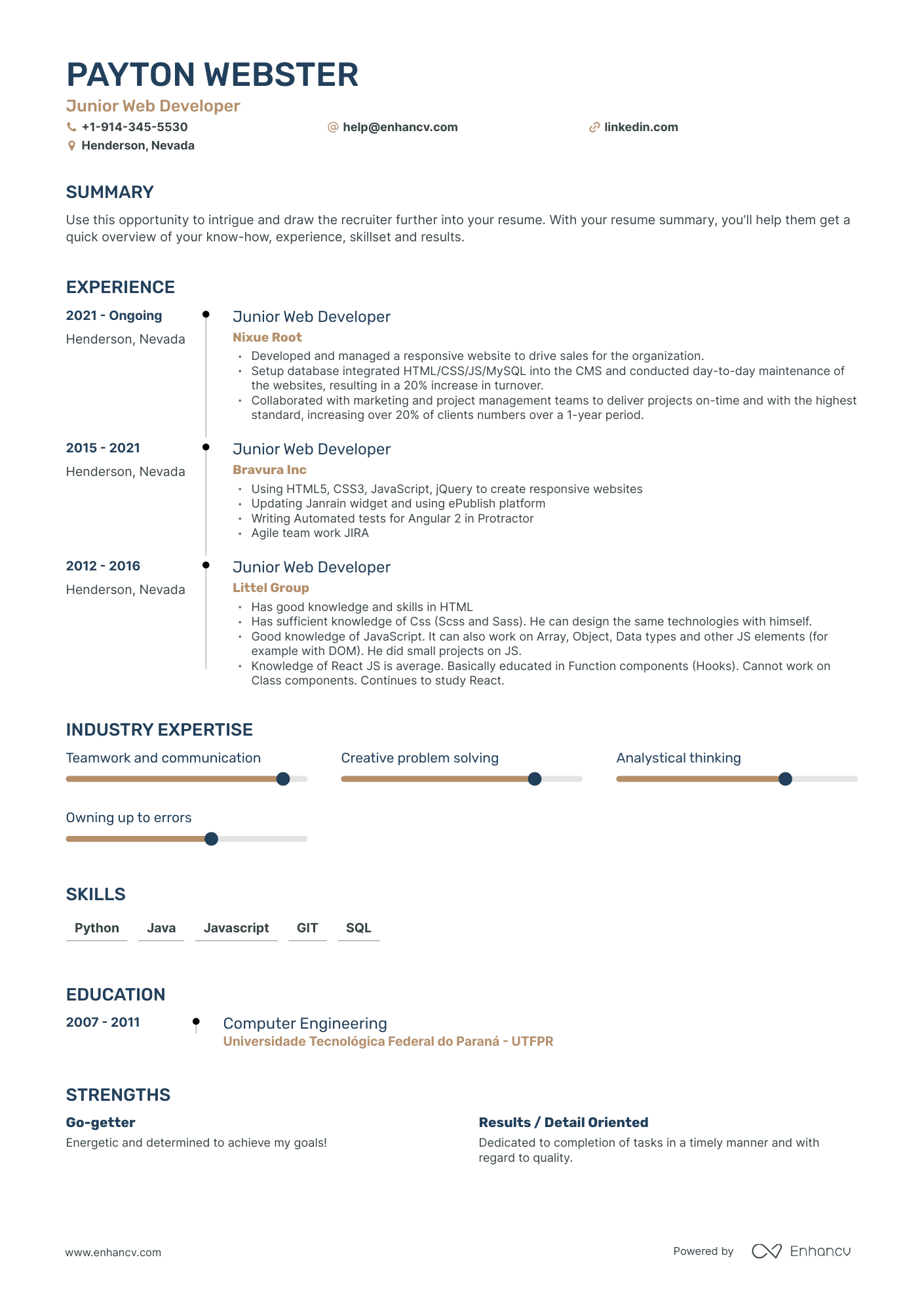 Junior Web Developer Resume Examples & Guide for 2023 (Layout, Skills ...