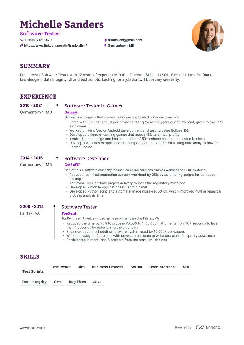 5 Software Tester Resume Examples & Guide for 2023