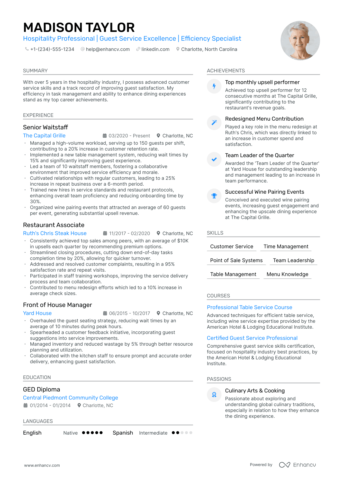 5 Busser Resume Examples & Guide for 2024