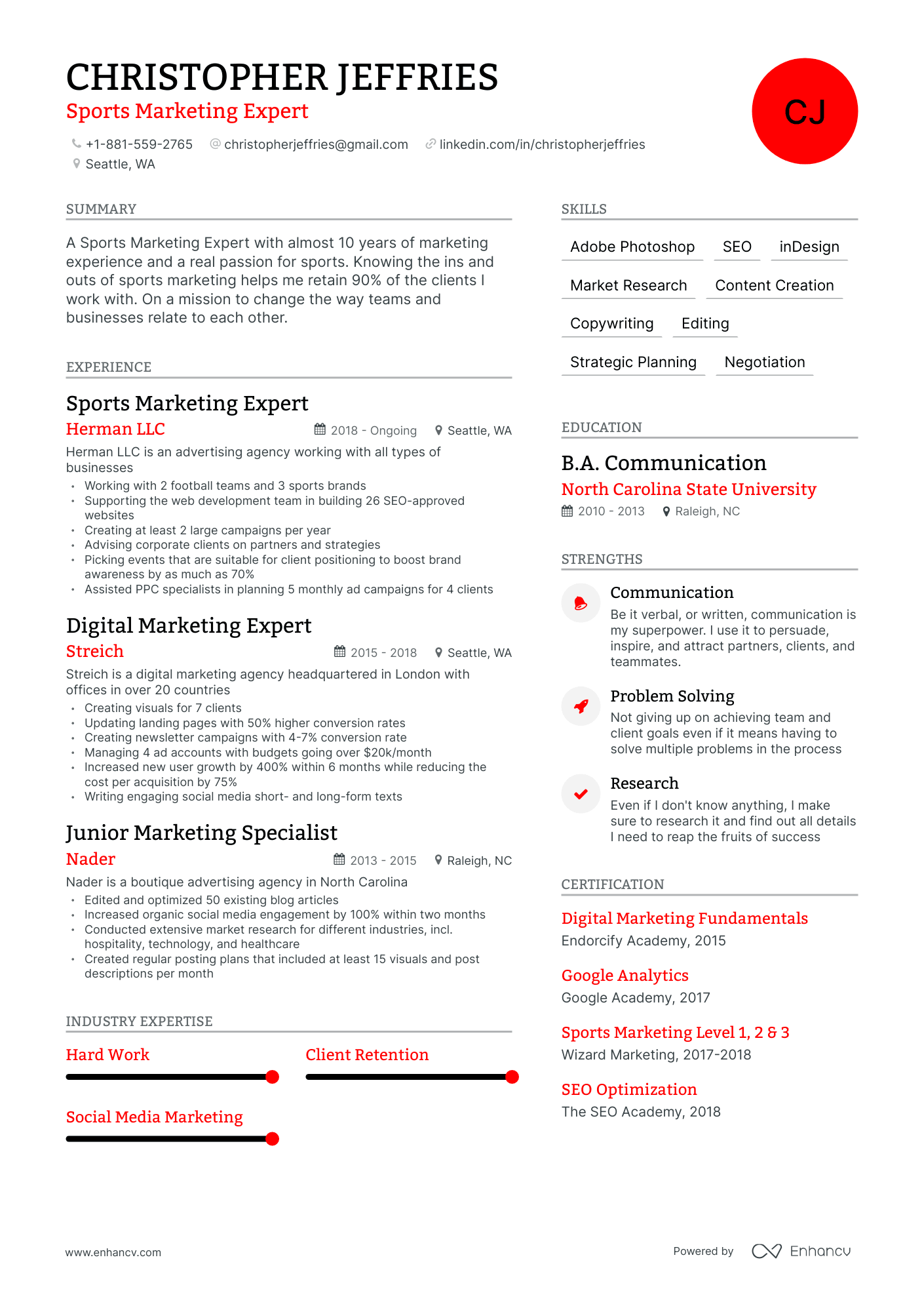 5 Sports Marketing Resume Examples - AHR0cHM6Ly9jZG4uZW5oYW5jdi5jb20vcHJlZGVmaW5lZC1leGFtcGxlcy9lektTTEJzTnpXVm5VZUZLdjJ1SFJkUG1uaHBCMDhITWlySTdBTEl5L2ltYWdlLnBuZw~~.