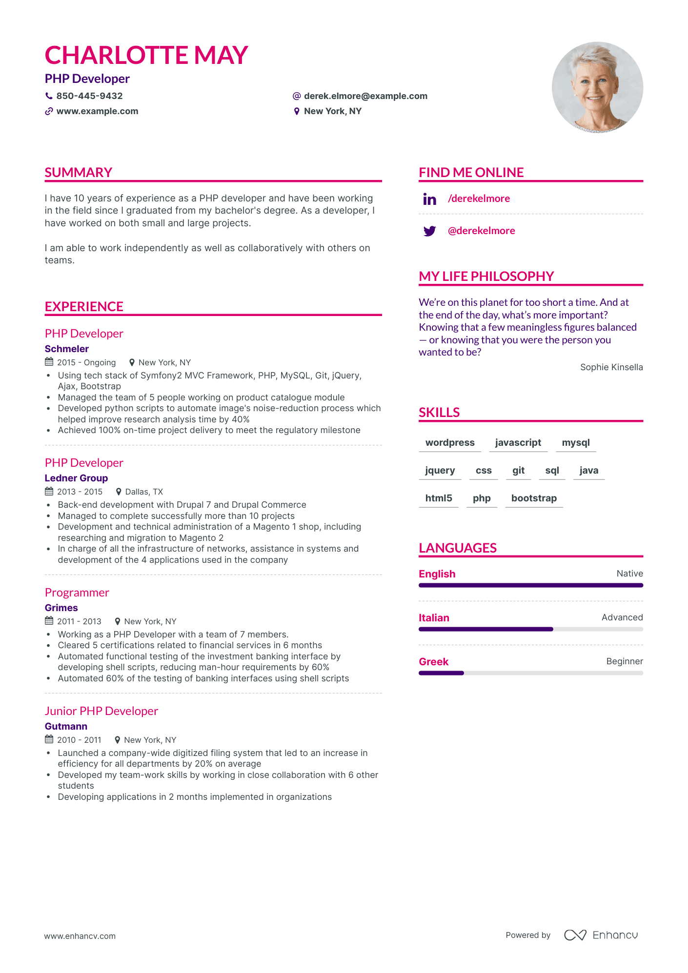 5 PhP Developer Resume Examples & Guide for 2023