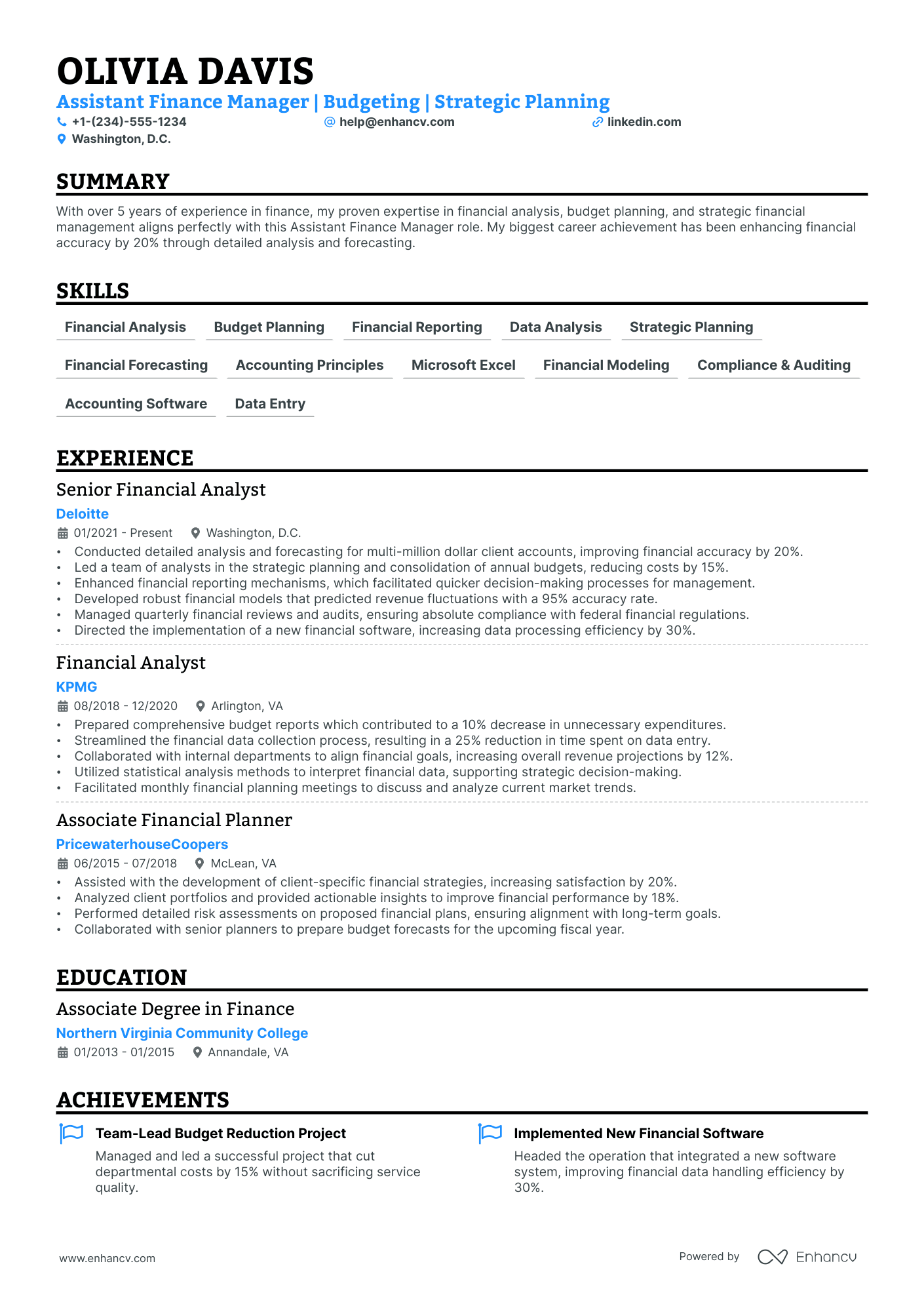 5 Assistant Finance Manager Resume Examples & Guide for 2024