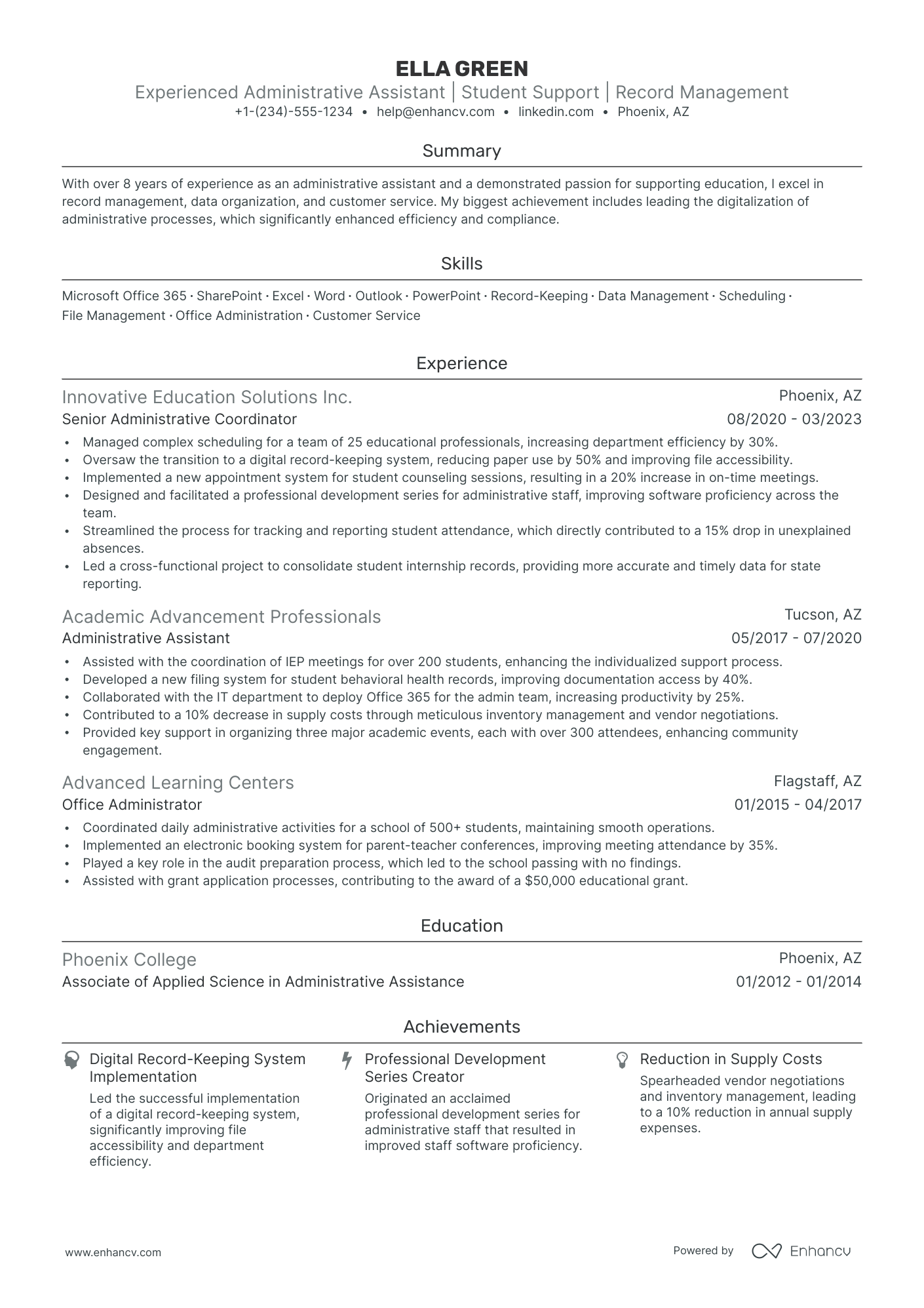 5 School Administrative Assistant Resume Examples & Guide for 2024