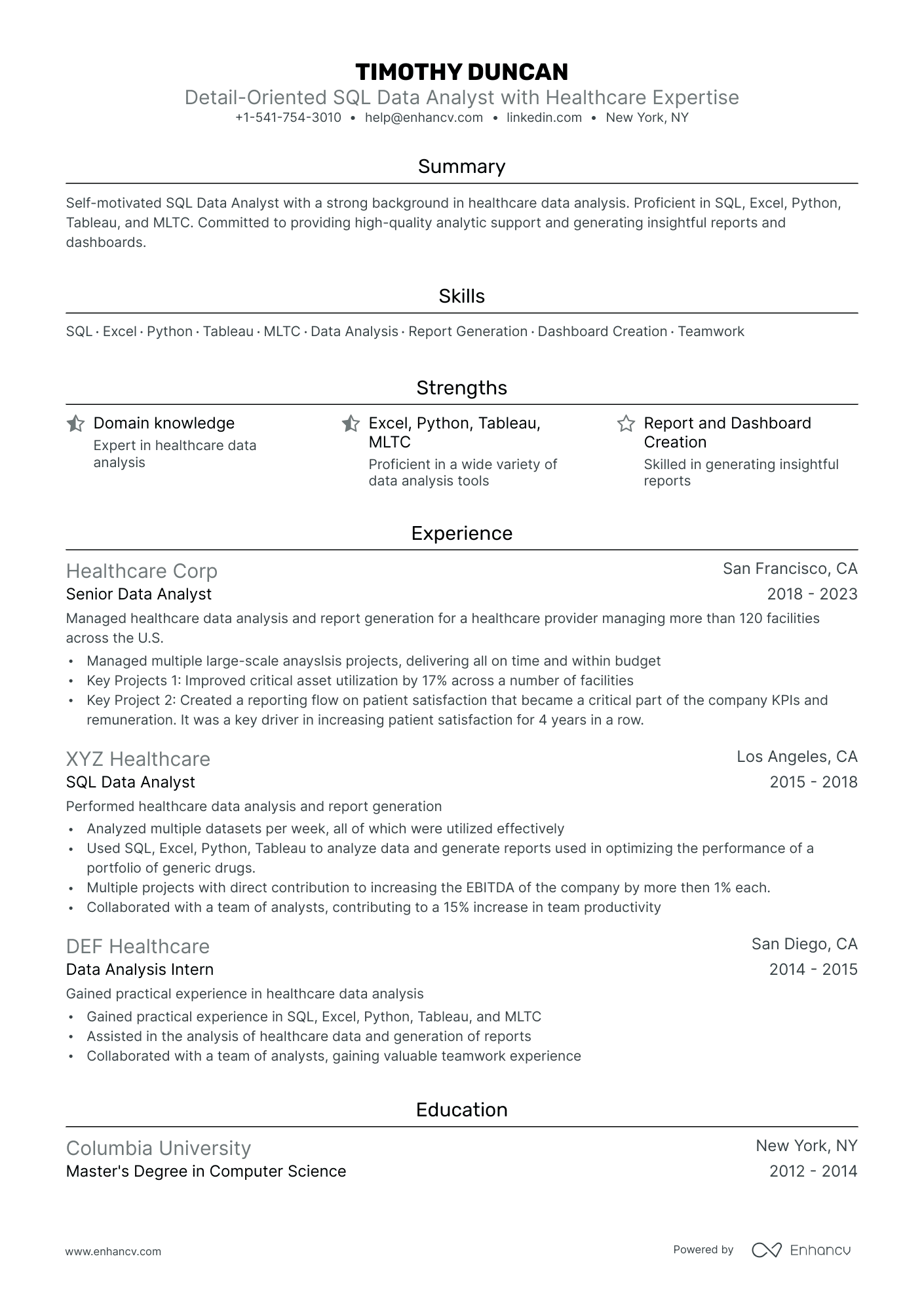 5 SQL Data Analyst Resume Examples & Guide for 2024