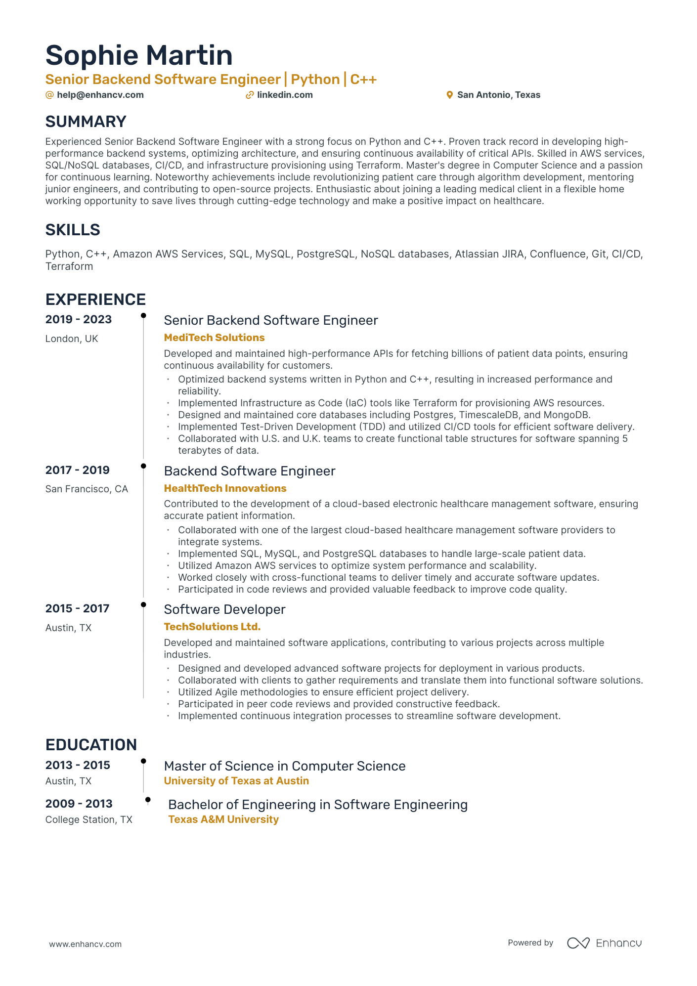 10 Backend Engineer Resume Examples & Guide for 2025