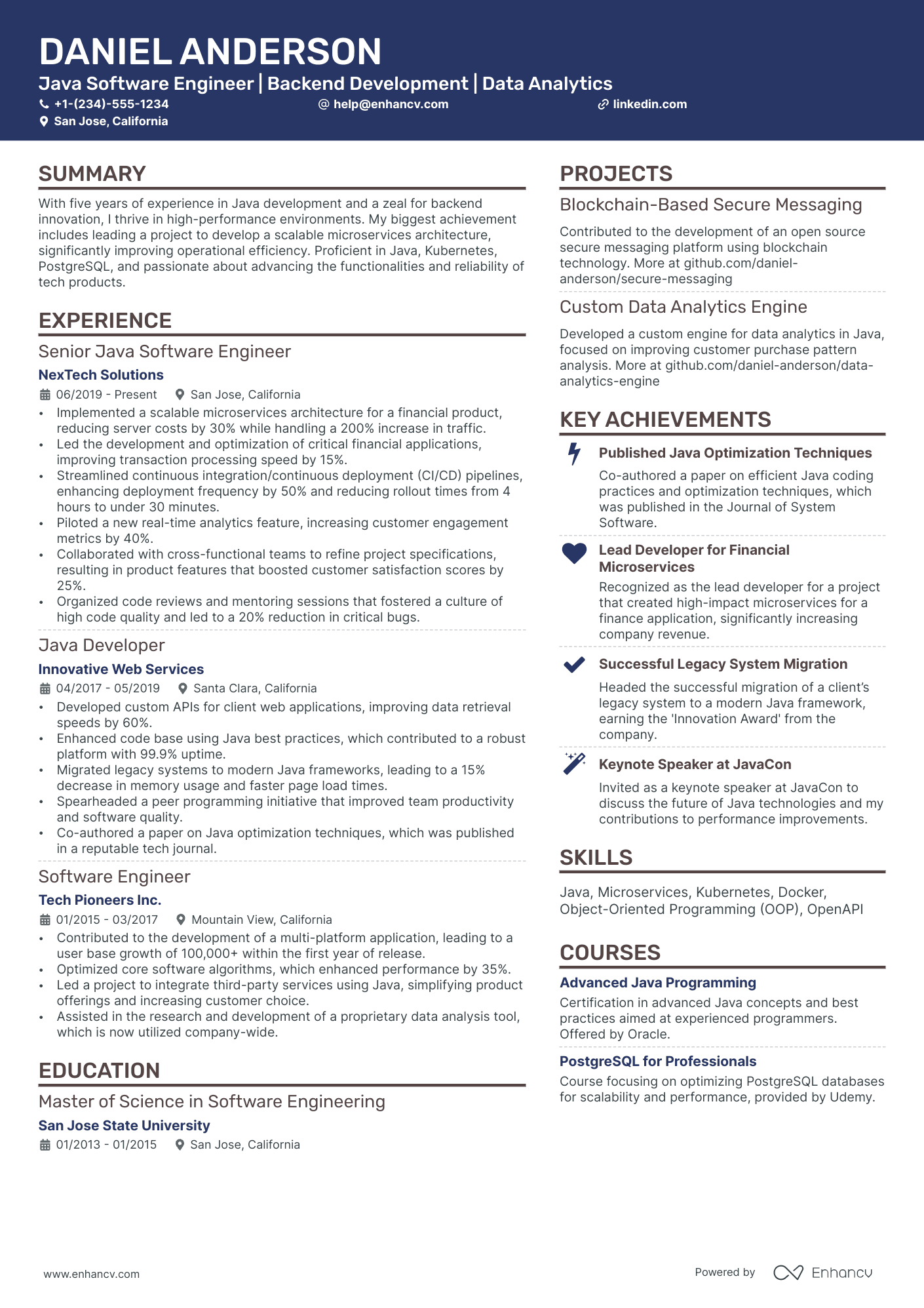 10 Java Software Engineer Resume Examples & Guide for 2025