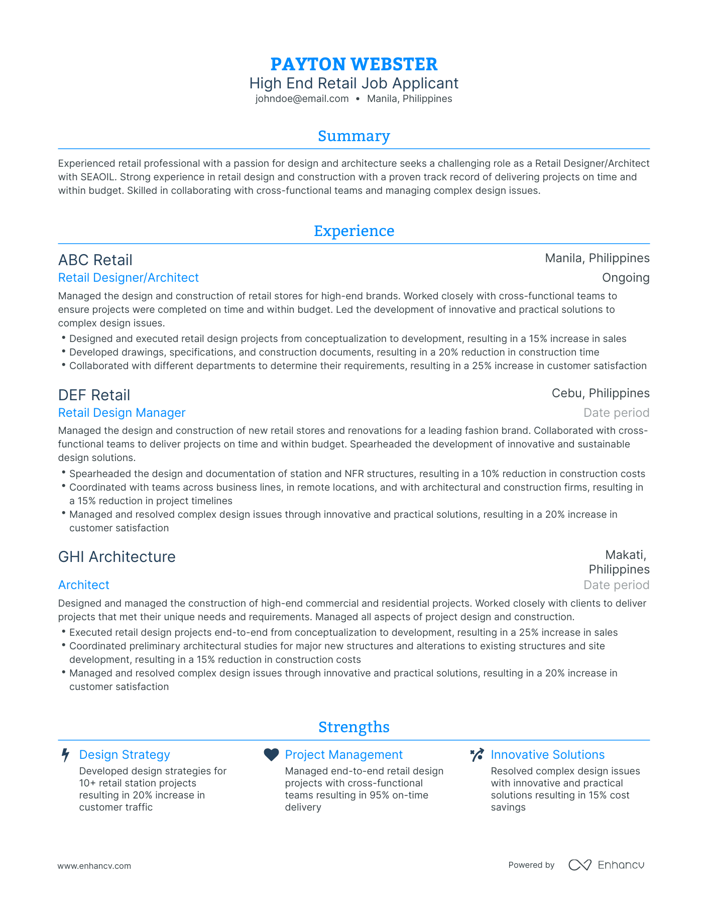 5 High End Retail Resume Examples & Guide For 2023