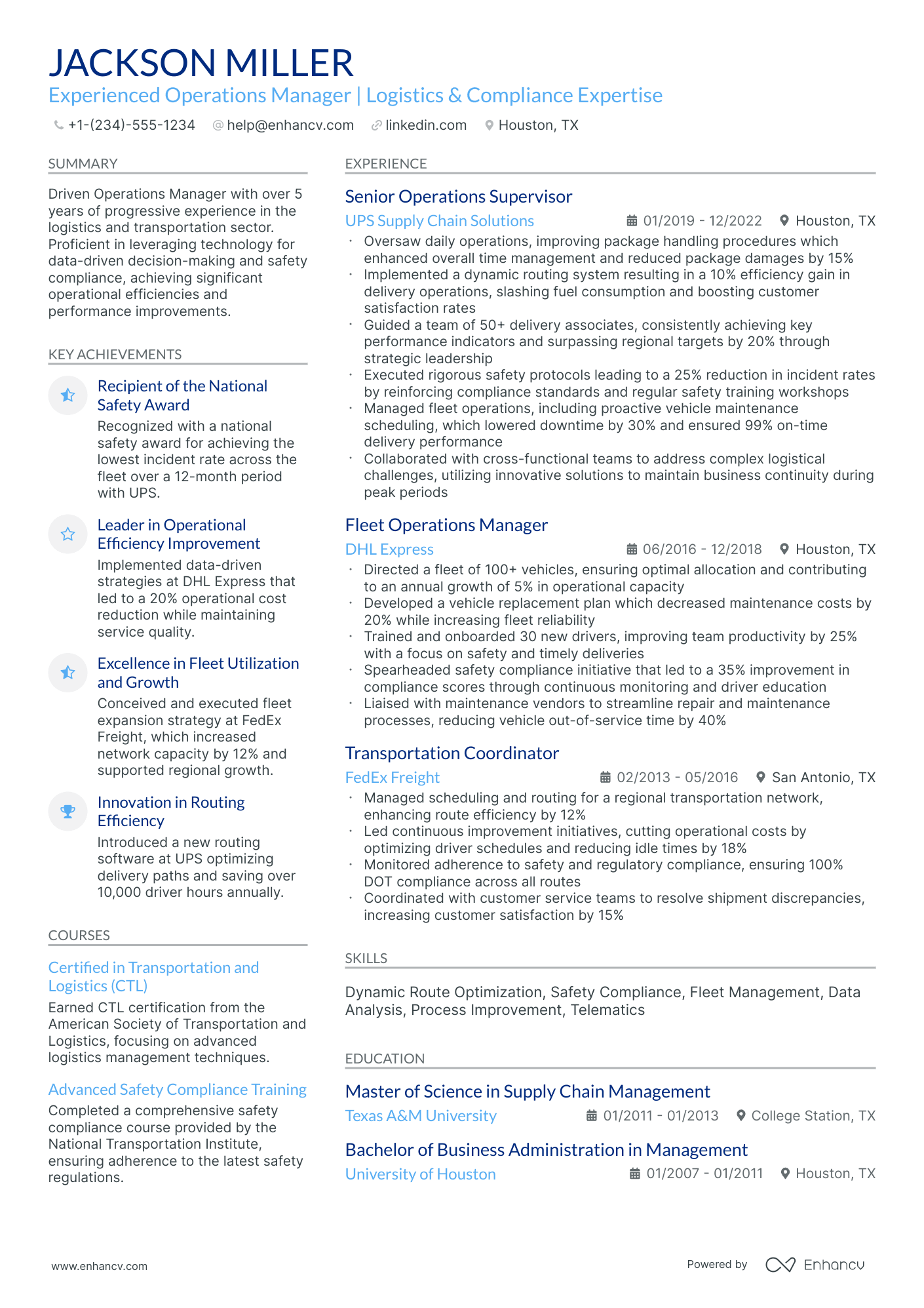 10 FedEx Operations Manager Resume Examples & Guide for 2026