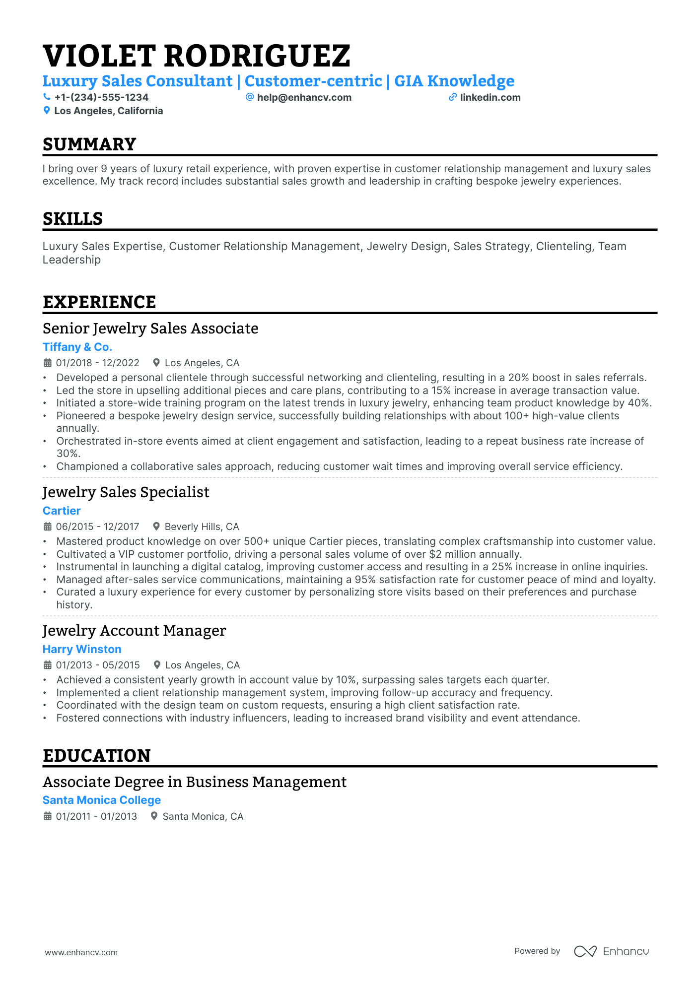 10 Jewelry Sales Resume Examples & Guide for 2025