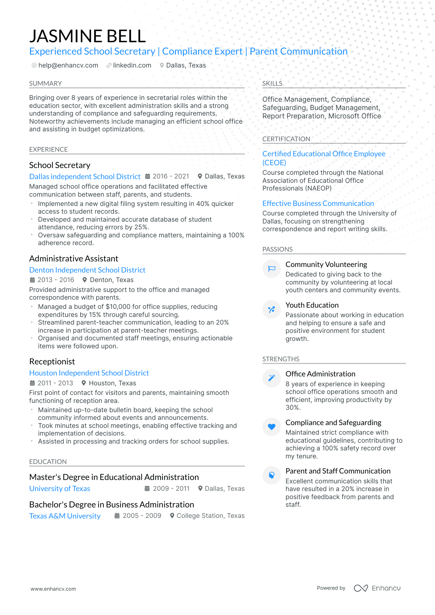 10 School Secretary Resume Examples & Guide for 2025