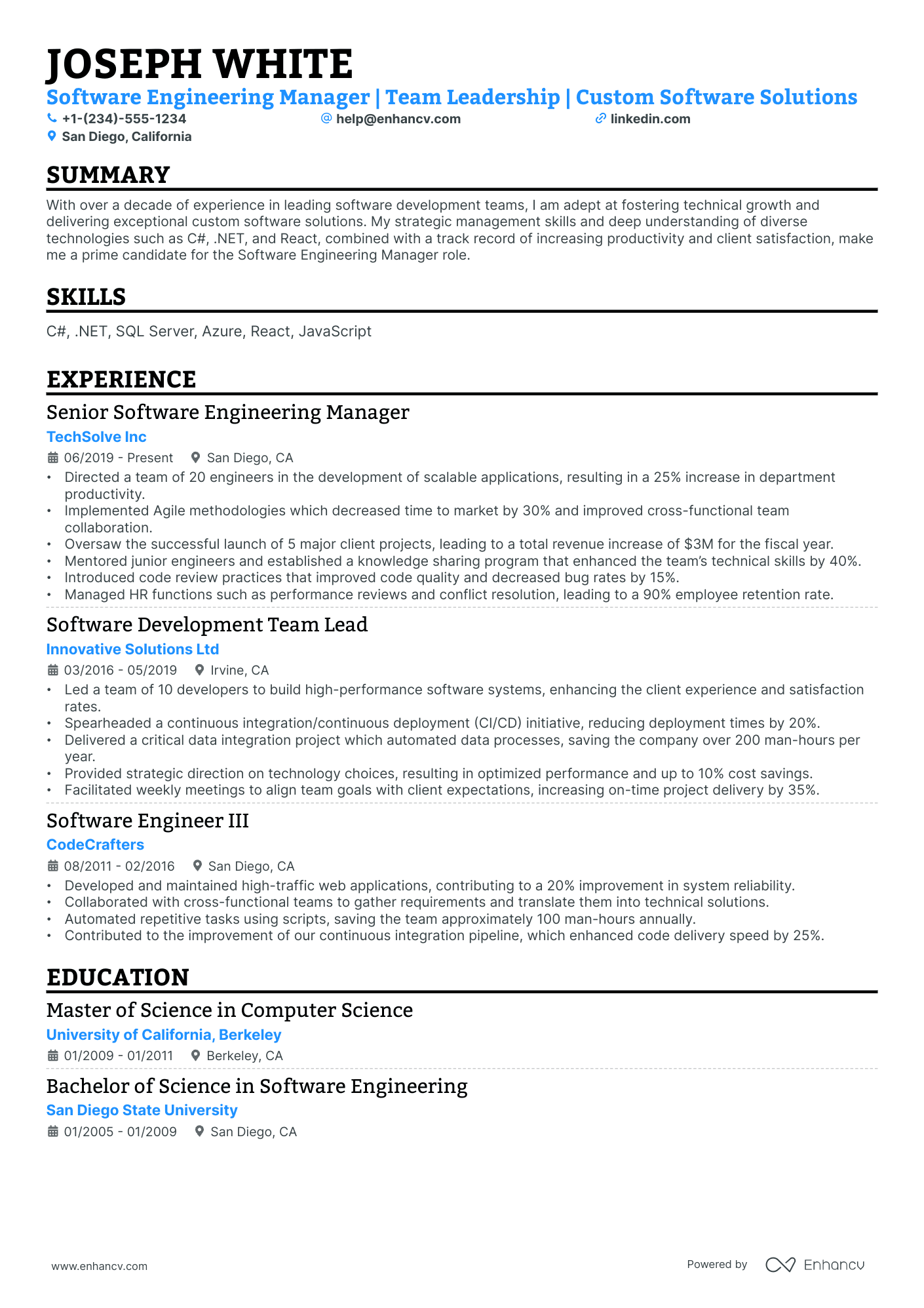 10 Software Engineering Manager Resume Examples & Guide for 2026