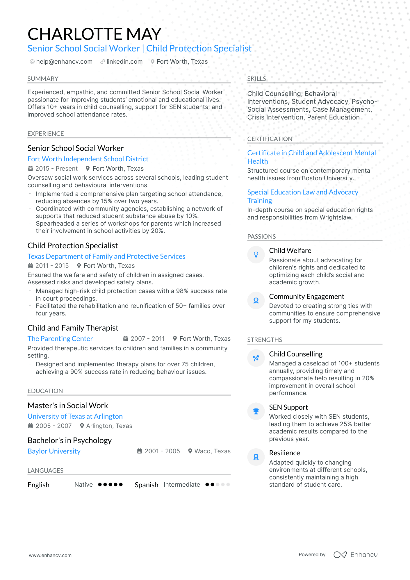 10 School Social Worker Resume Examples & Guide for 2026