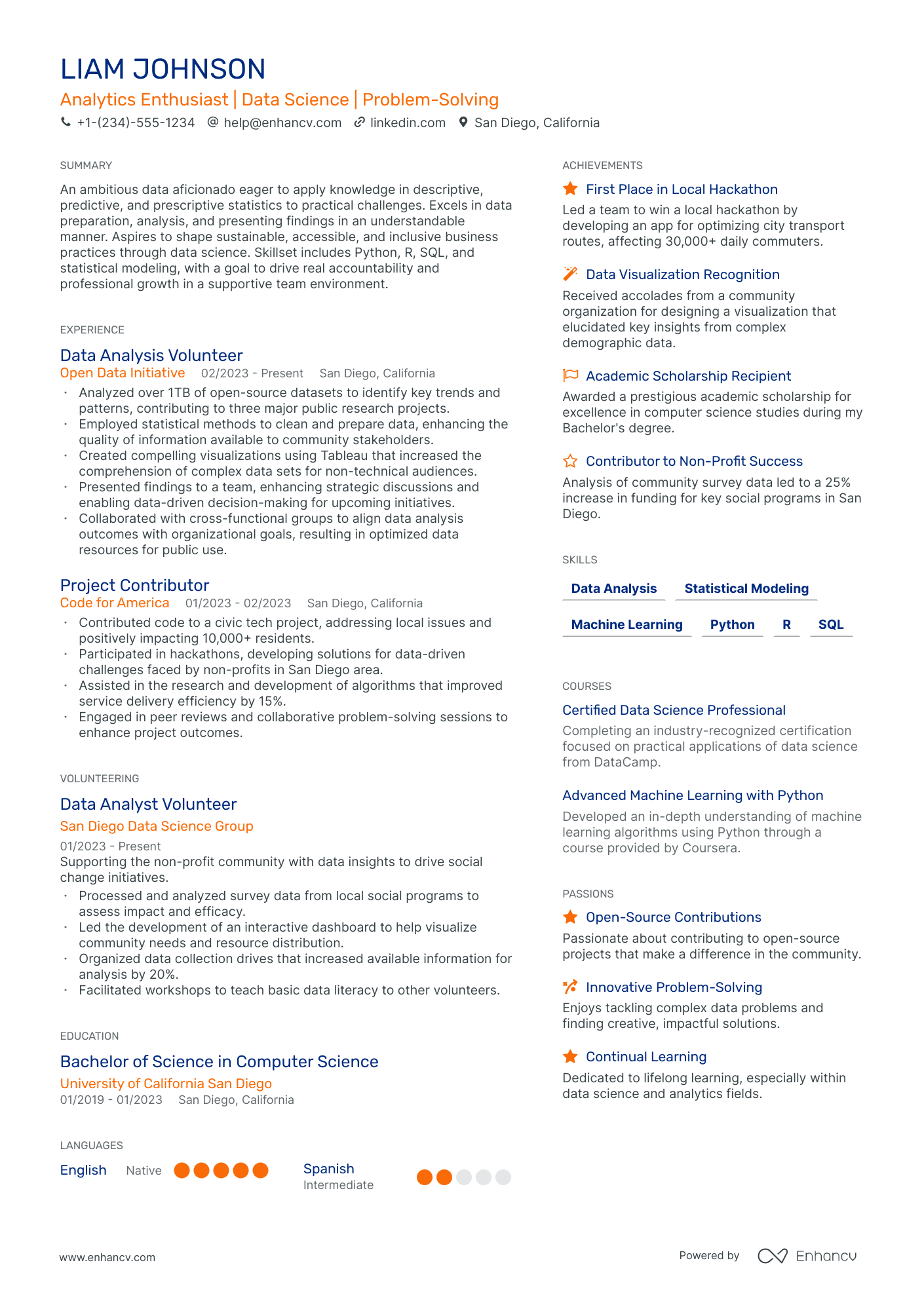 5 Data Science Intern Resume Examples & Guide for 2024