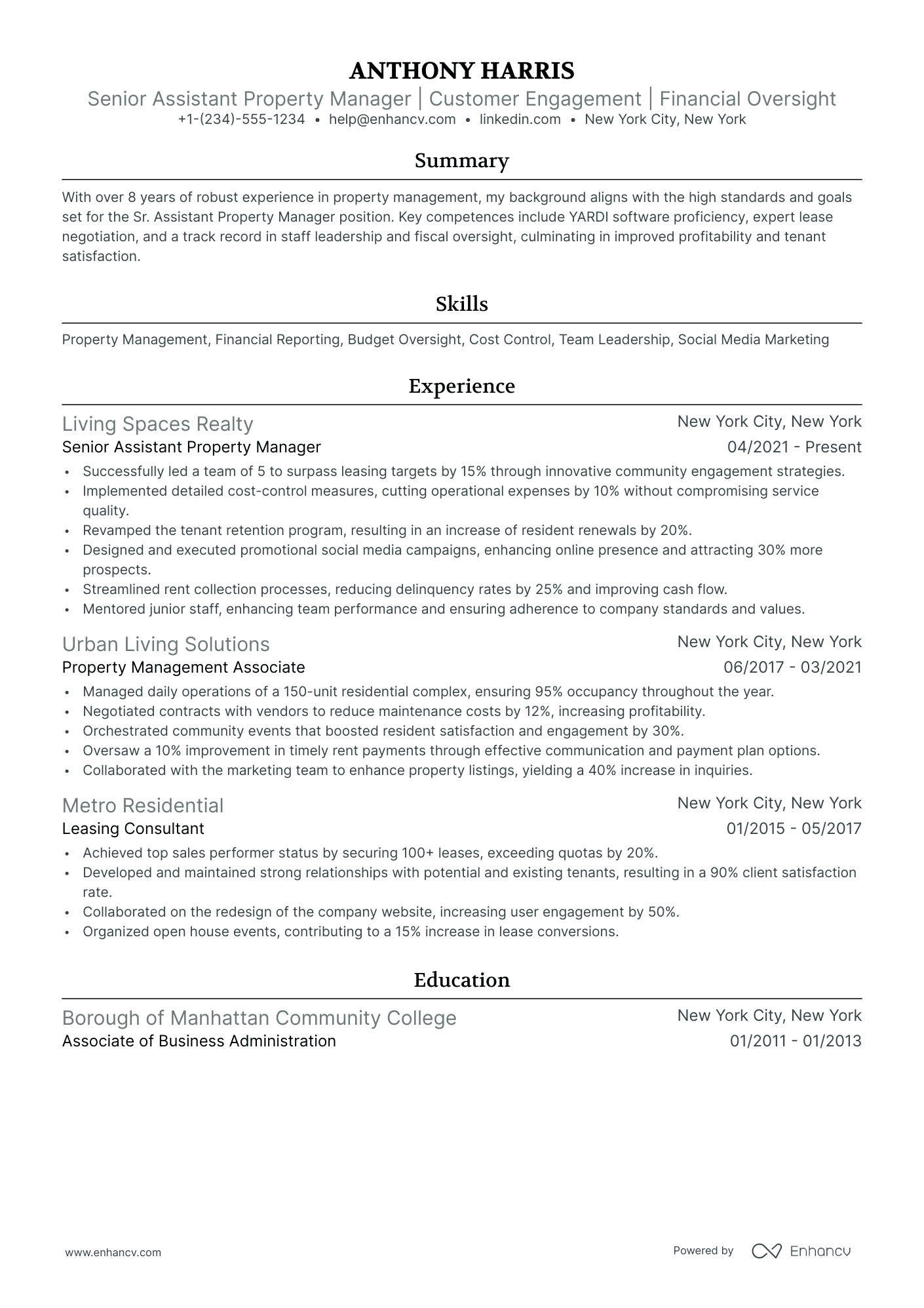 10 Assistant Property Manager Resume Examples - March 2026