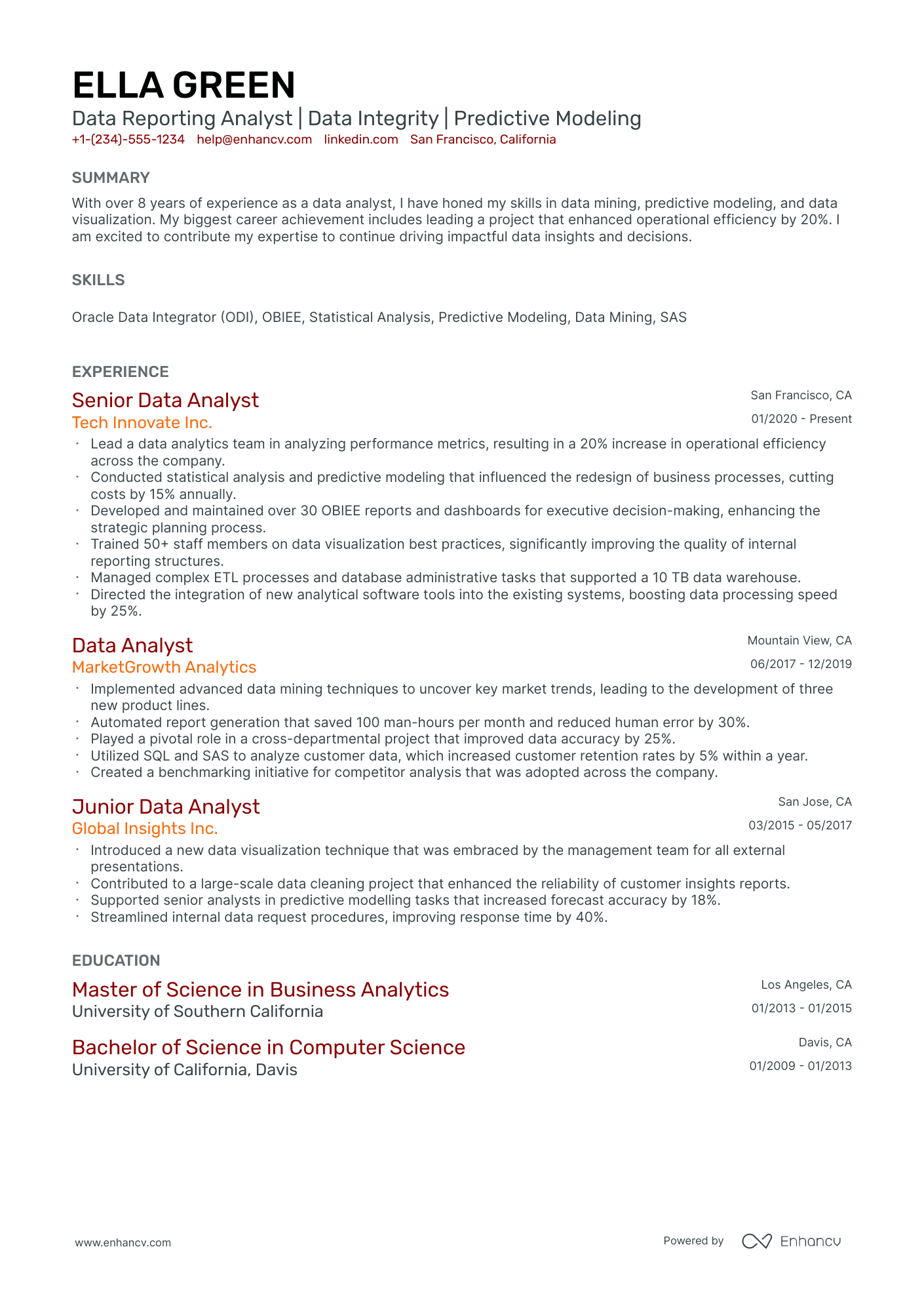 10 Data Reporting Analyst Resume Examples & Guide for 2026