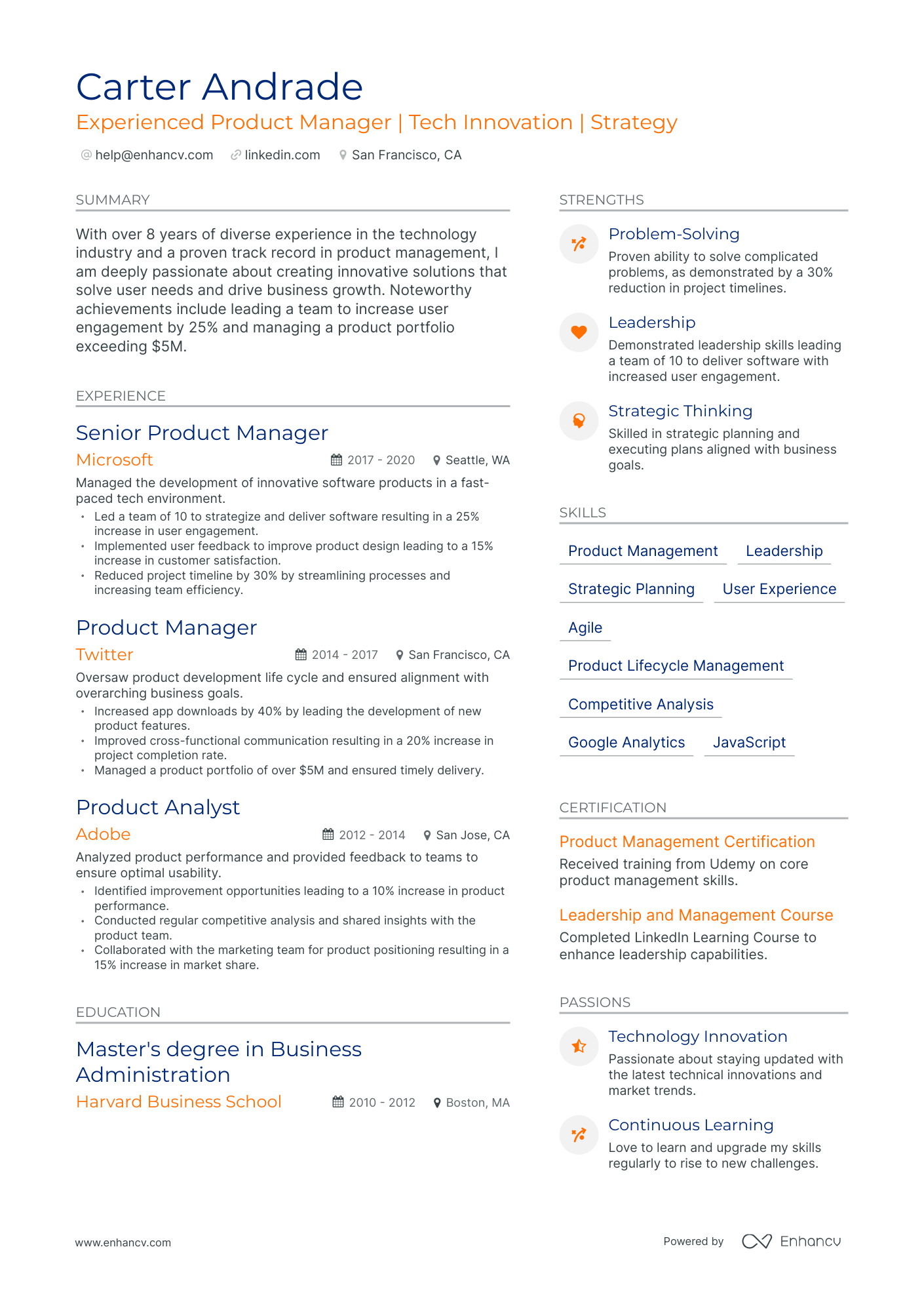 5 Google Product Manager Resume Examples & Guide for 2024