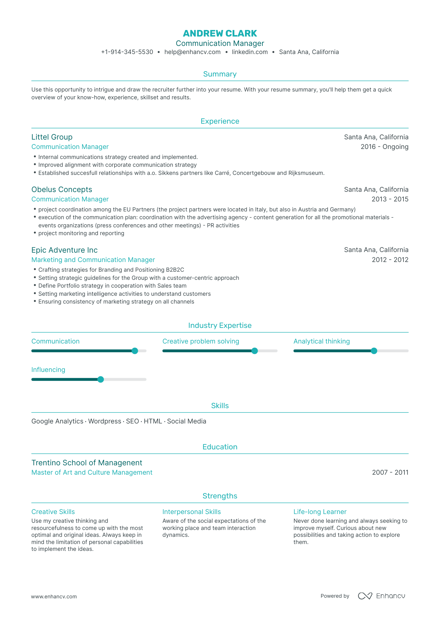 Communication Manager Resume Examples & Guide for 2023 (Layout, Skills ...