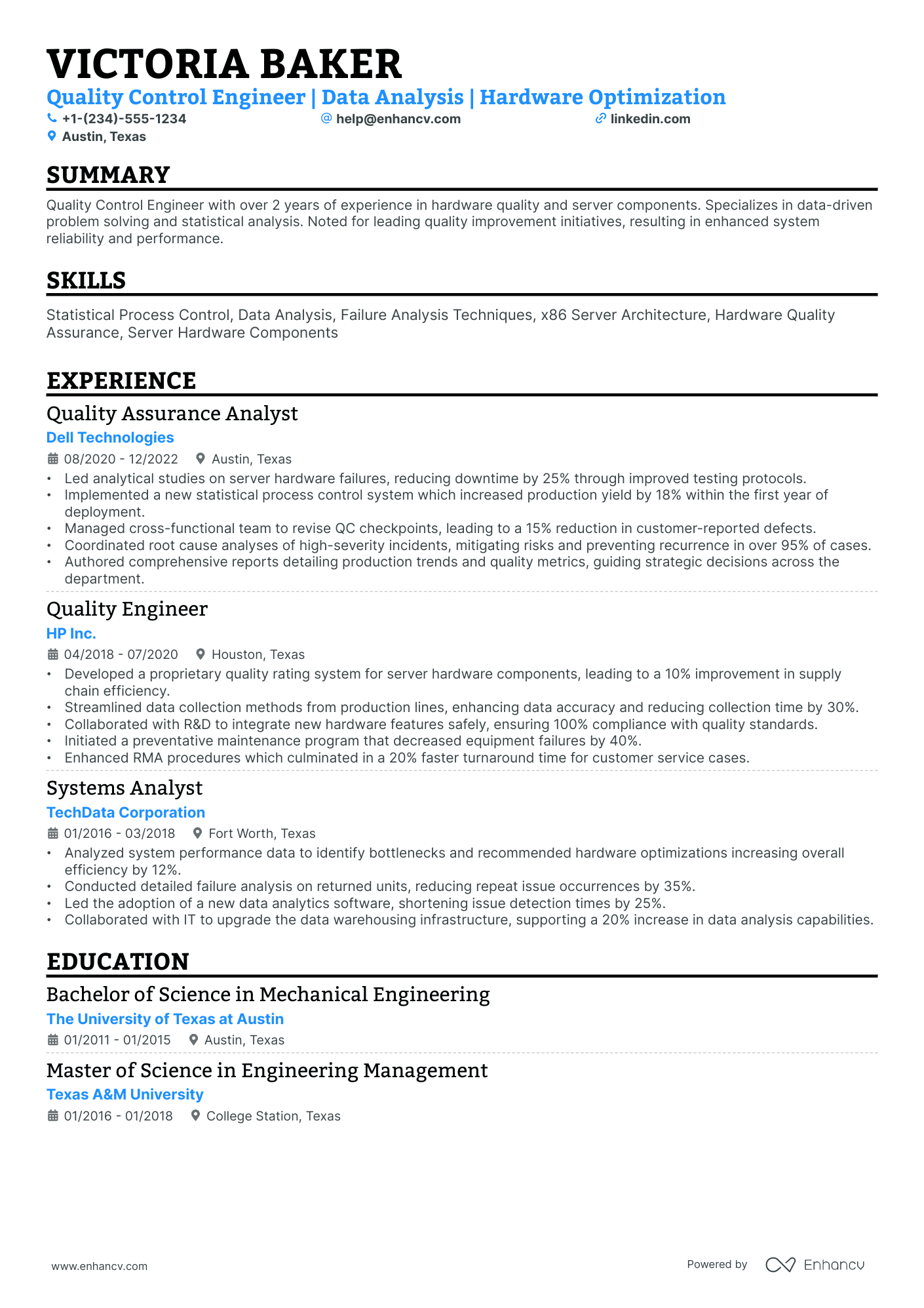 10 Quality Control Engineer Resume Examples & Guide for 2025